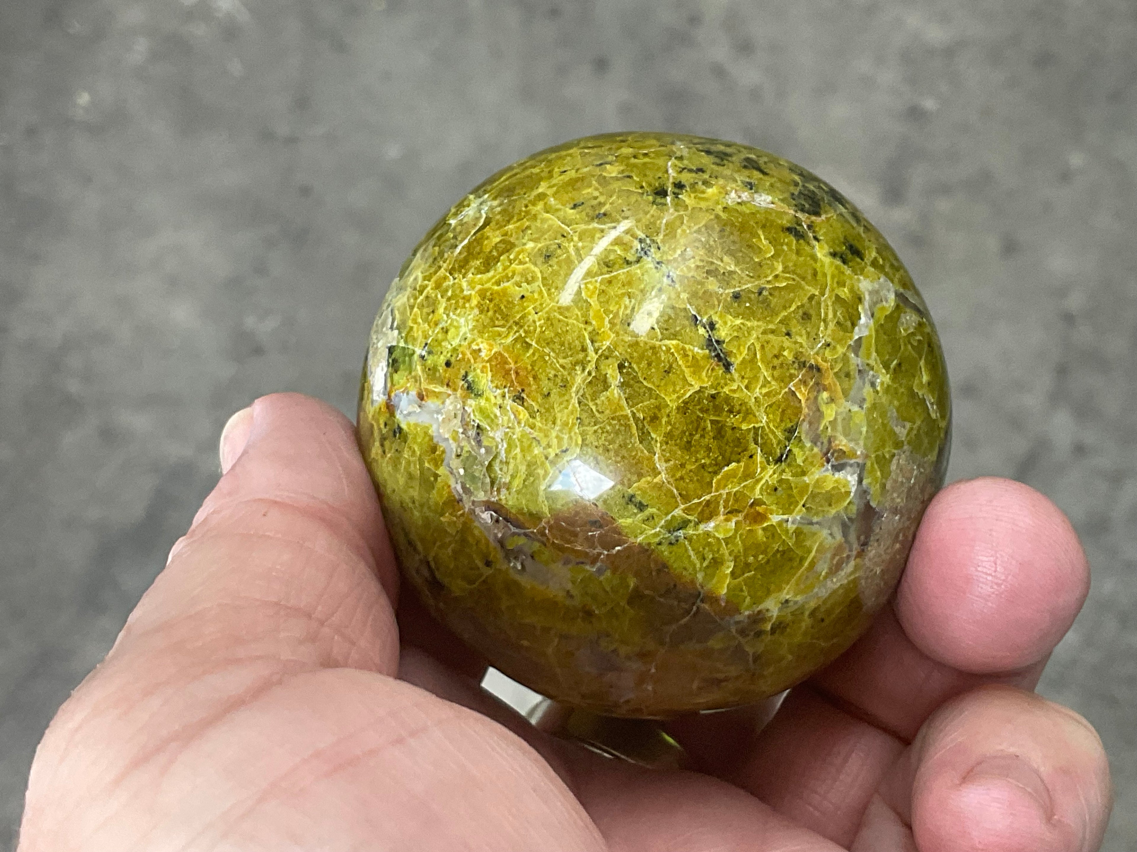 223g Green Common Opal Sphere 3B (Imperfect)