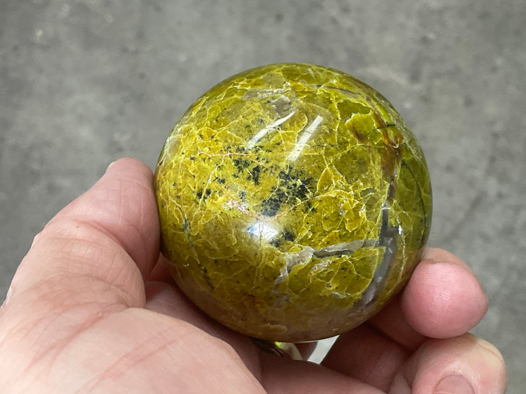 223g Green Common Opal Sphere 3B (Imperfect)