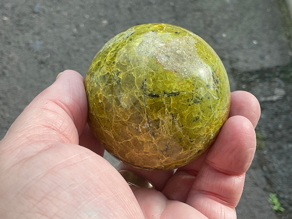 223g Green Common Opal Sphere 3B (Imperfect)