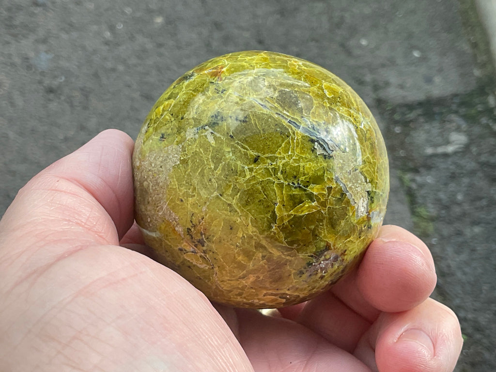 223g Green Common Opal Sphere 3B (Imperfect)