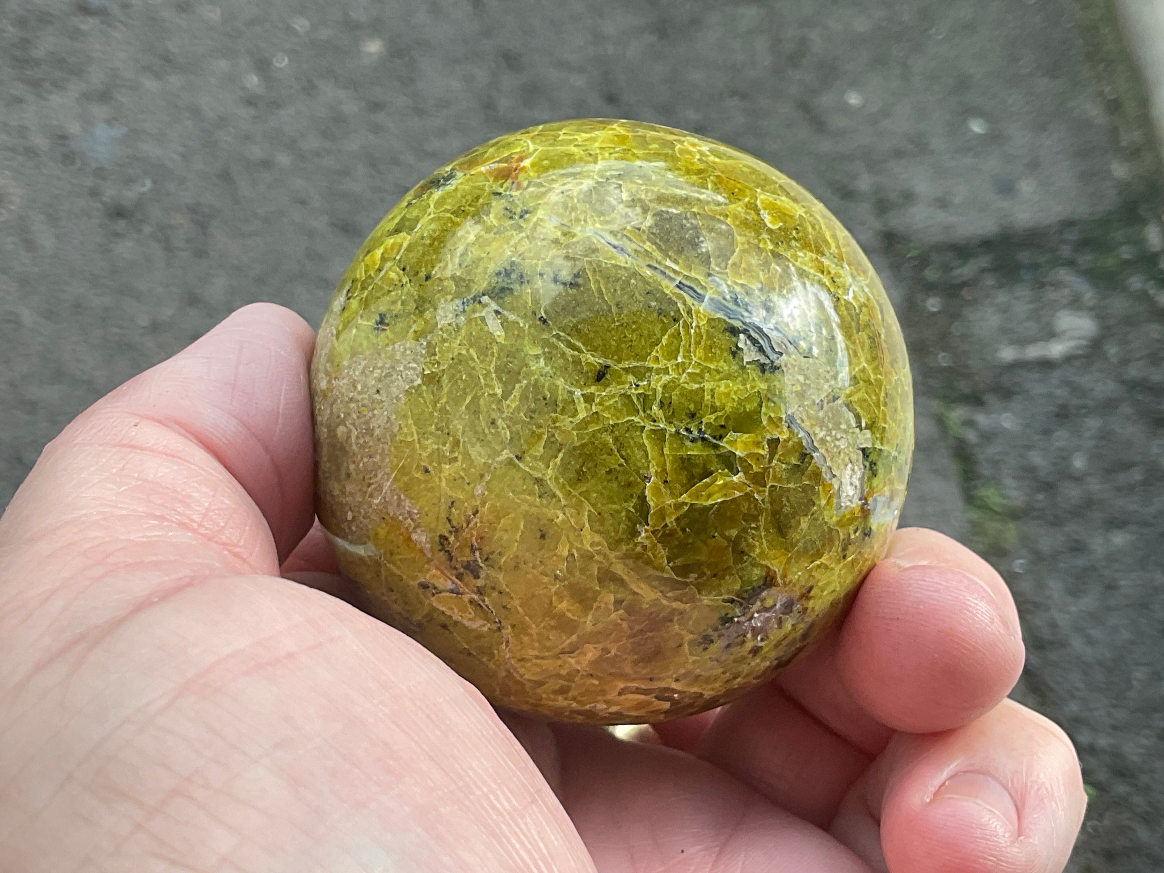 223g Green Common Opal Sphere 3B (Imperfect)