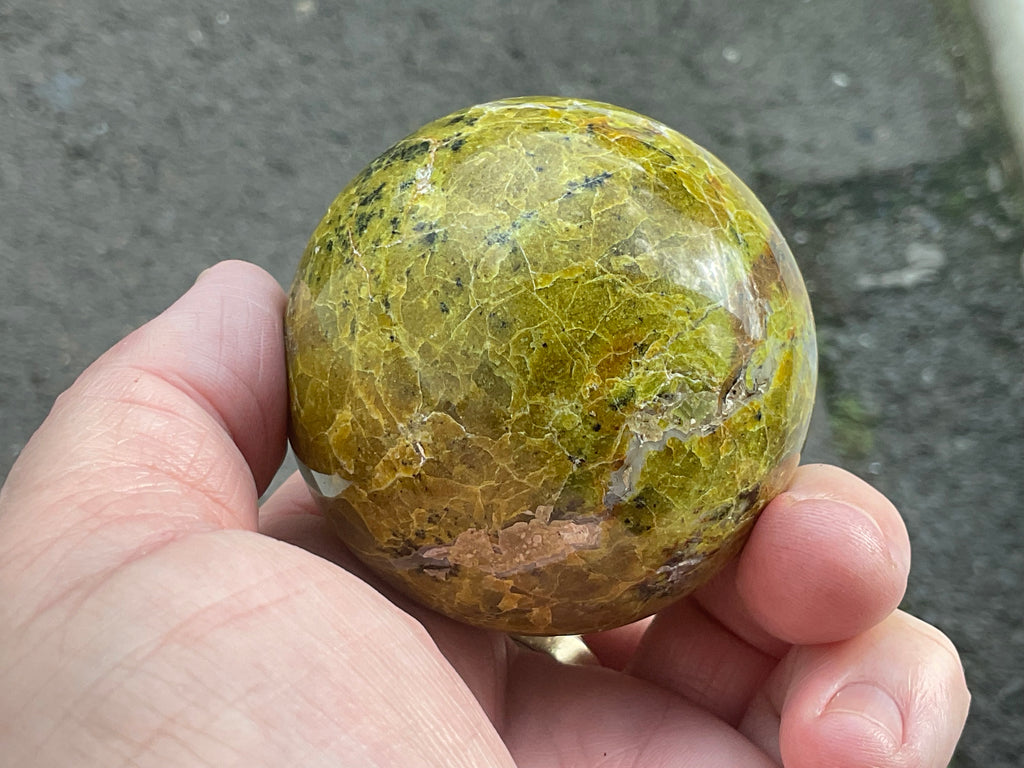 223g Green Common Opal Sphere 3B (Imperfect)