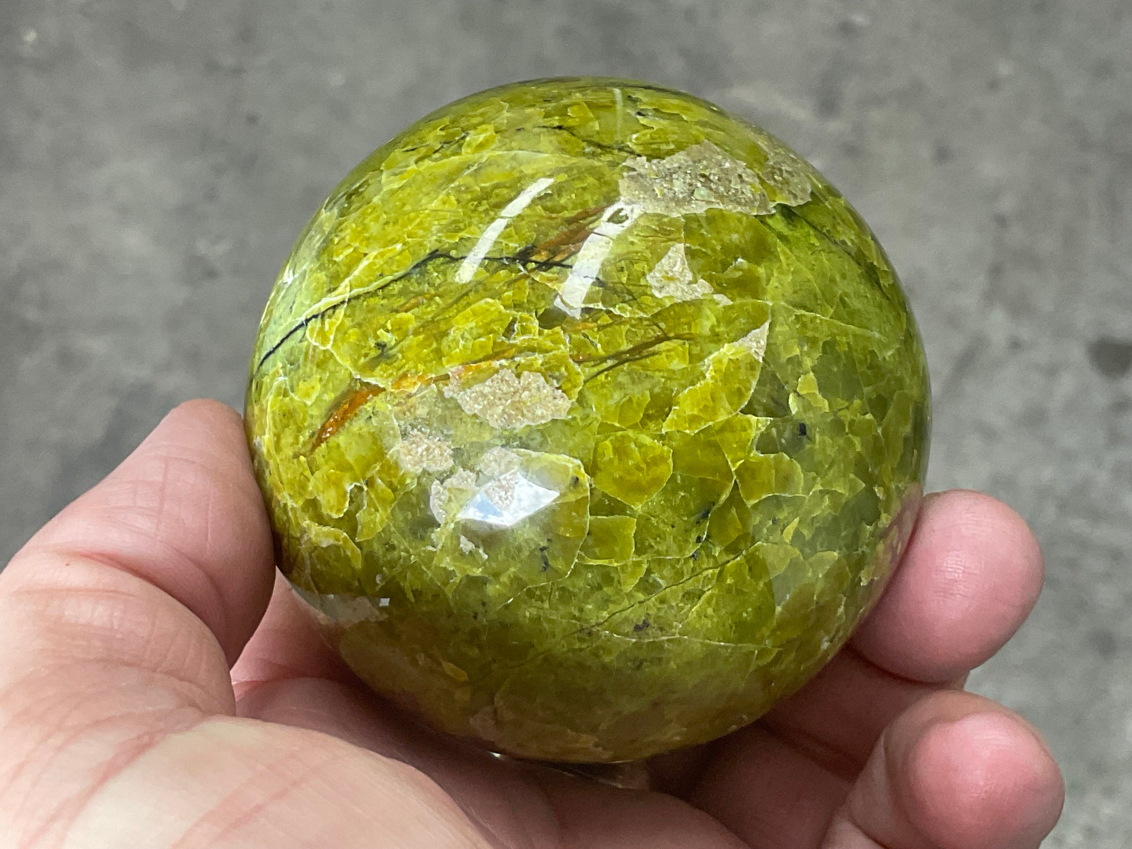 450g Green Common Opal Sphere 3C (Imperfect)