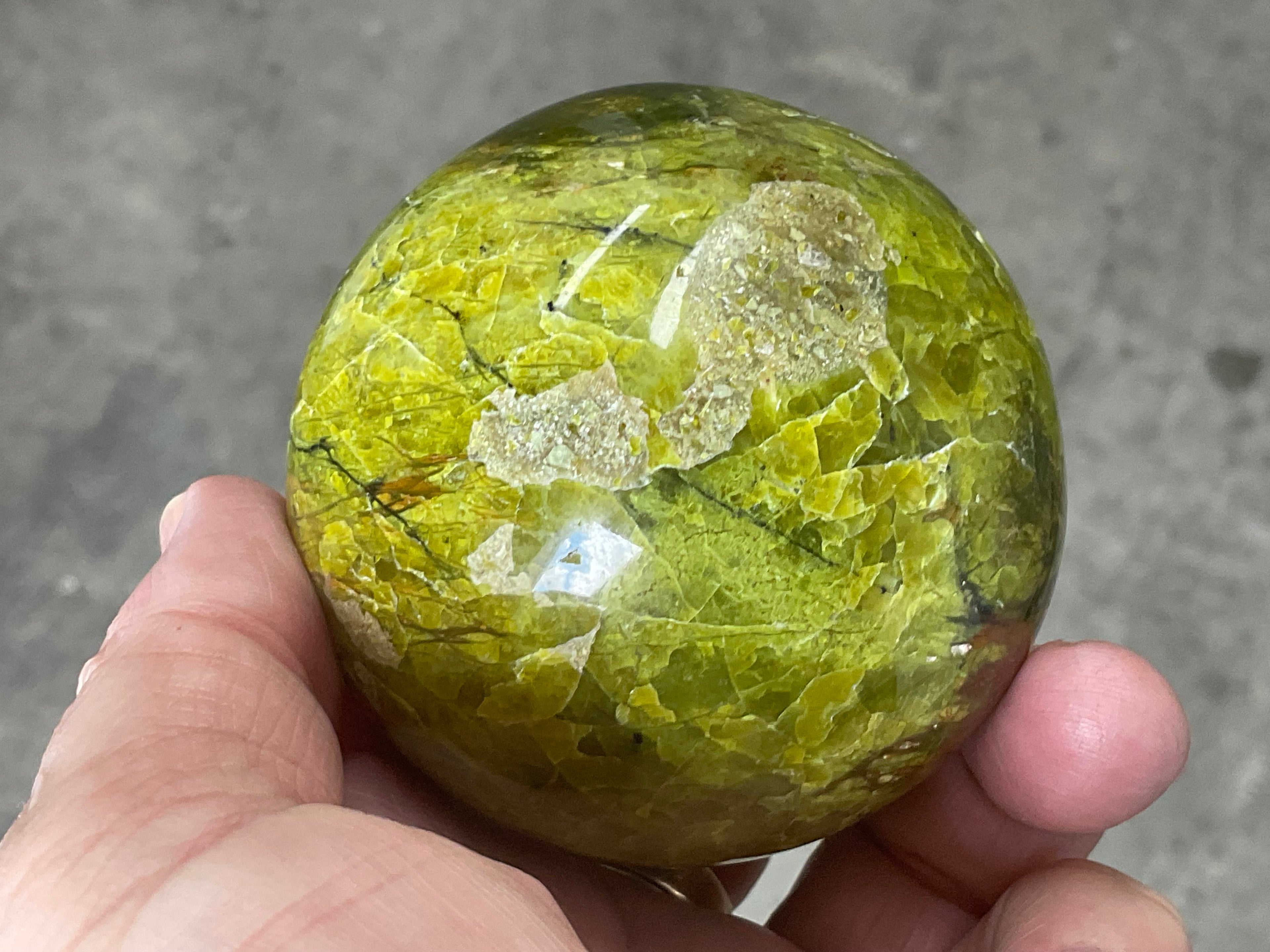 450g Green Common Opal Sphere 3C (Imperfect)