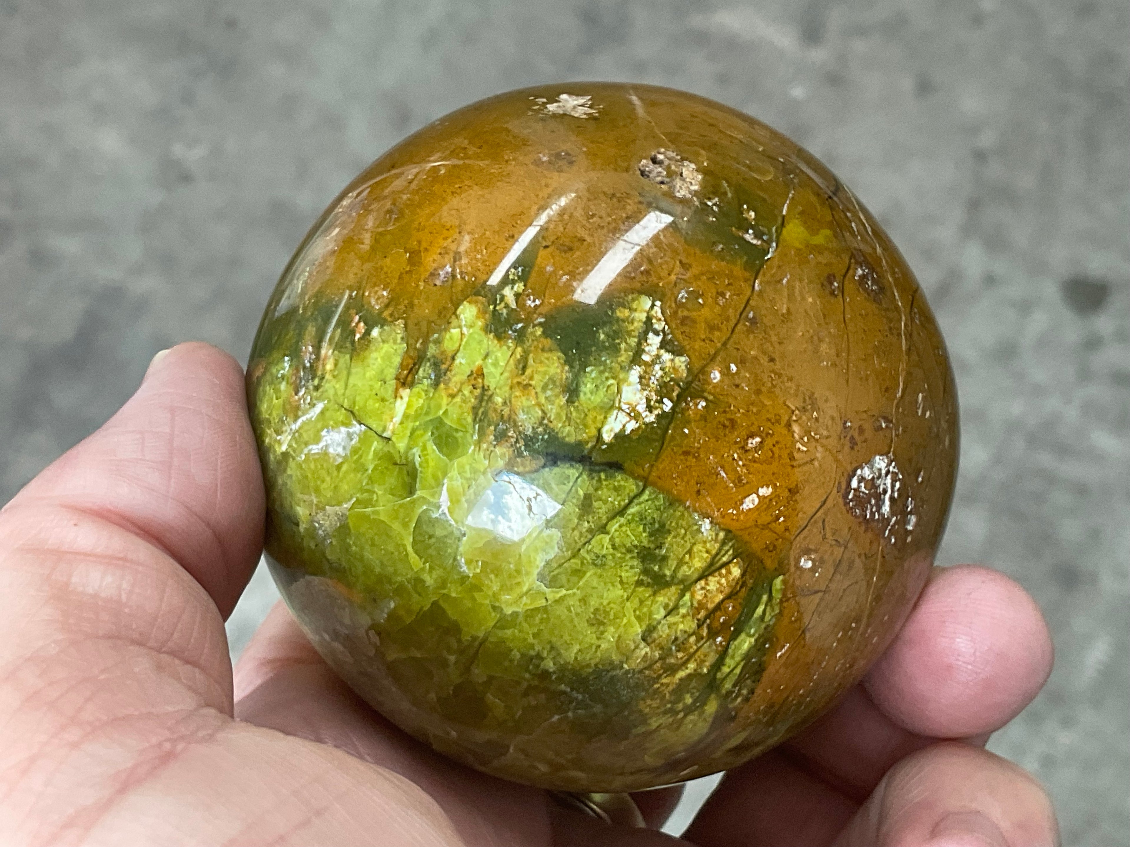 450g Green Common Opal Sphere 3C (Imperfect)