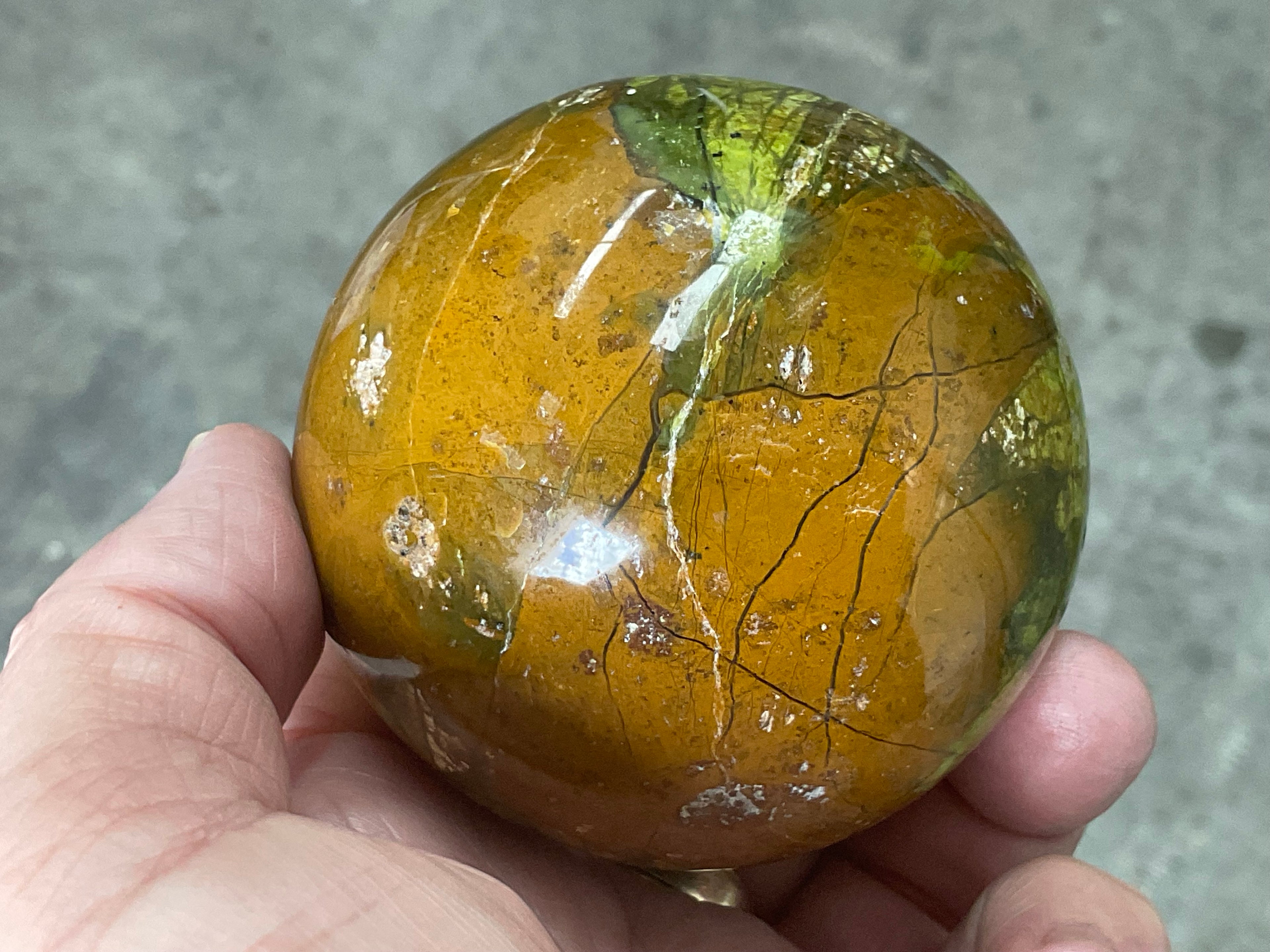 450g Green Common Opal Sphere 3C (Imperfect)