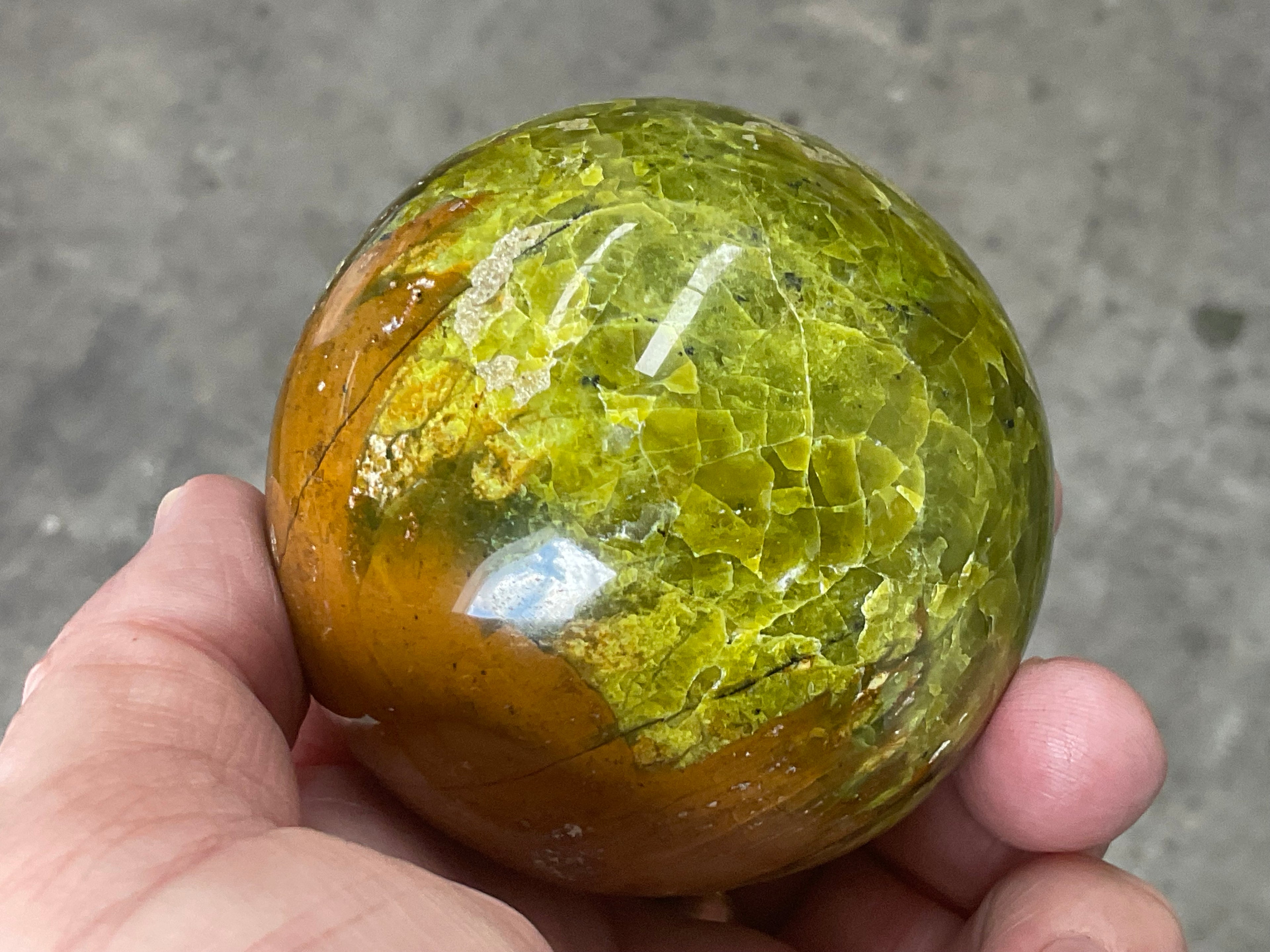 450g Green Common Opal Sphere 3C (Imperfect)