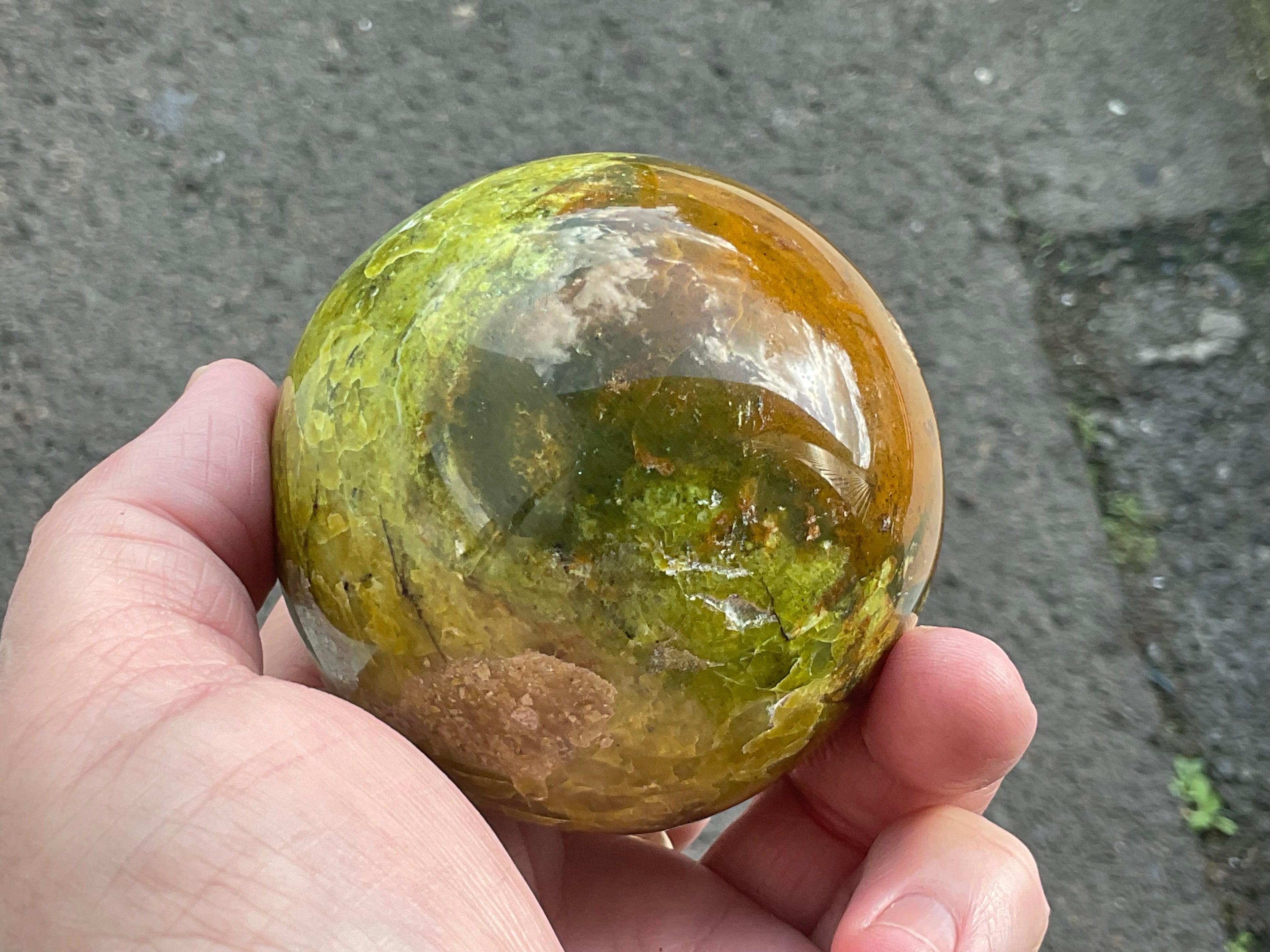 450g Green Common Opal Sphere 3C (Imperfect)