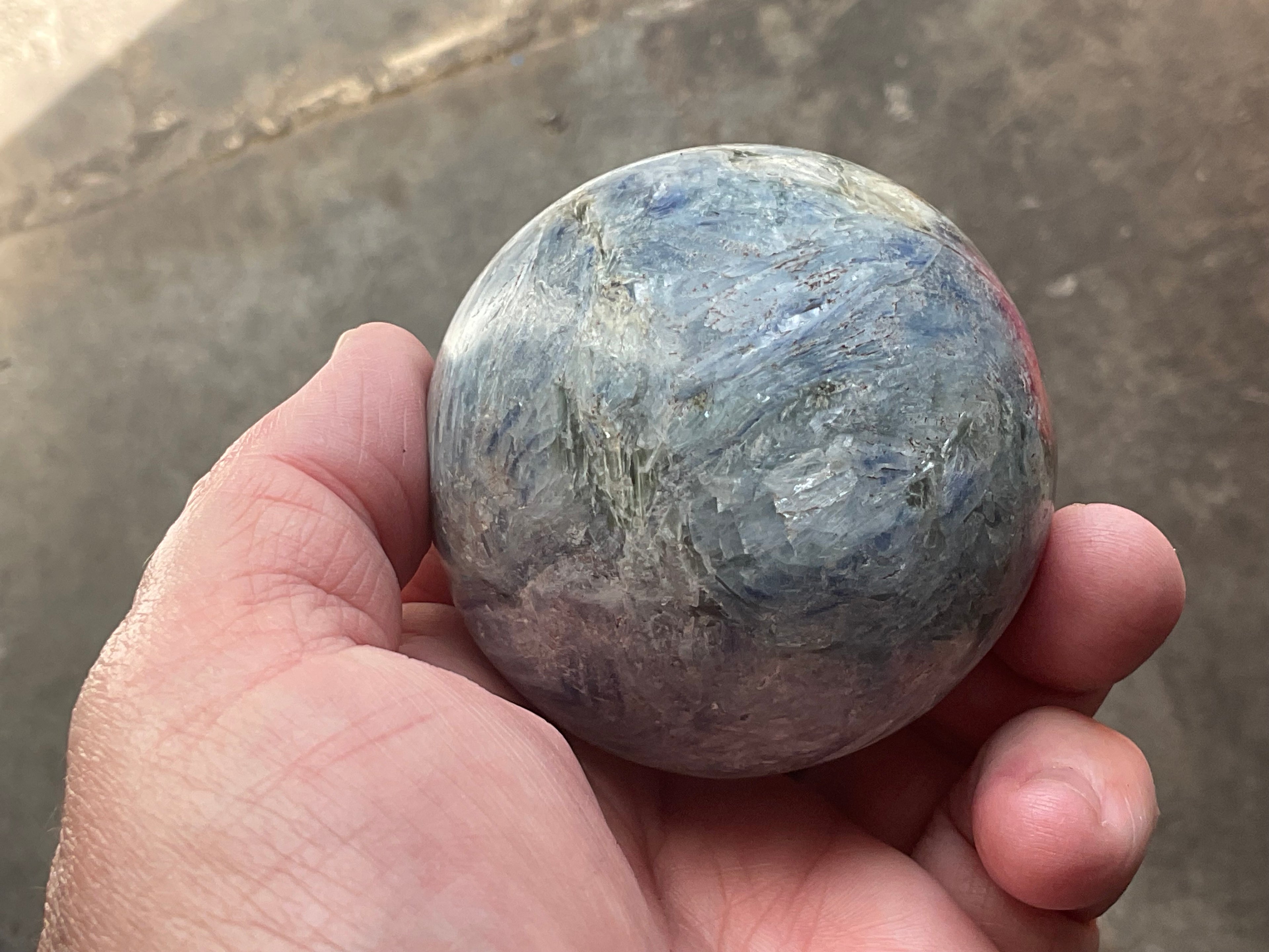 455g Blue Kyanite Sphere 1C