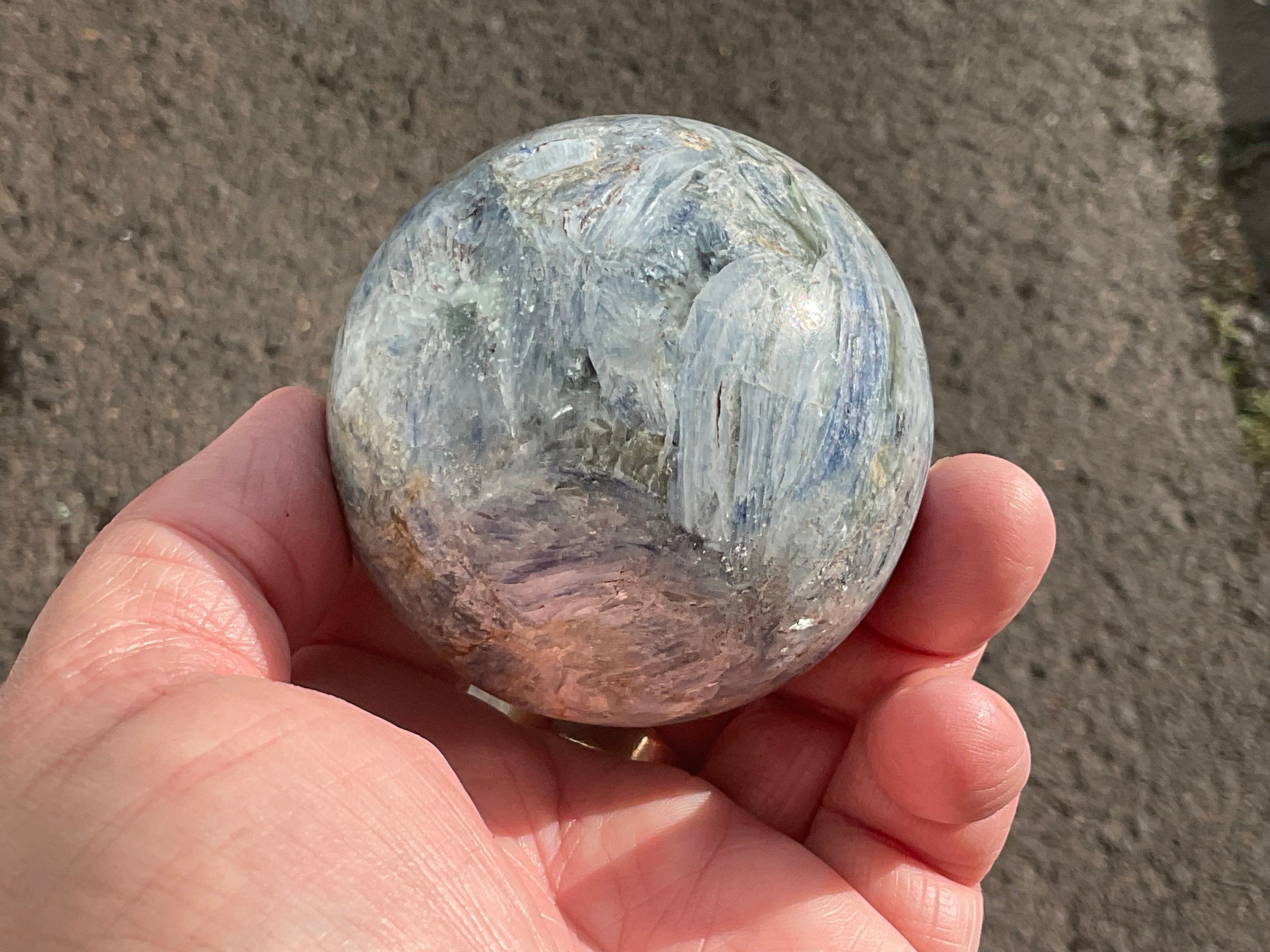 455g Blue Kyanite Sphere 1C