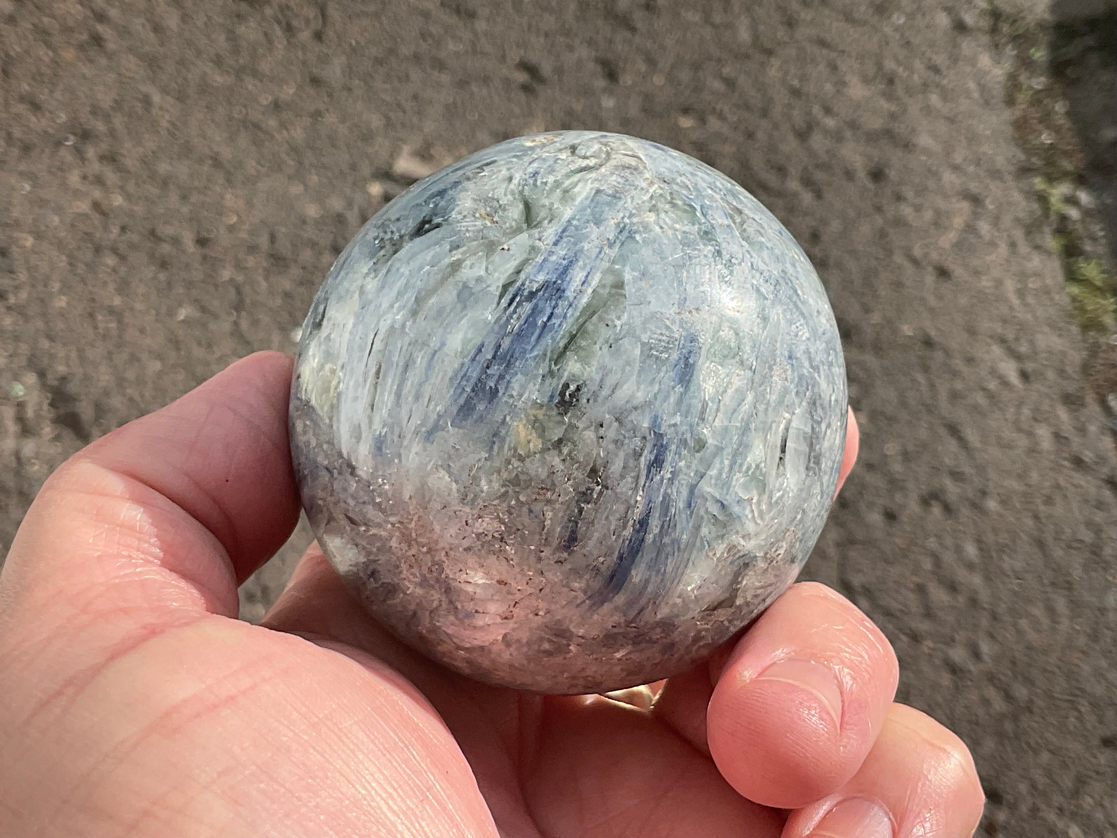 455g Blue Kyanite Sphere 1C