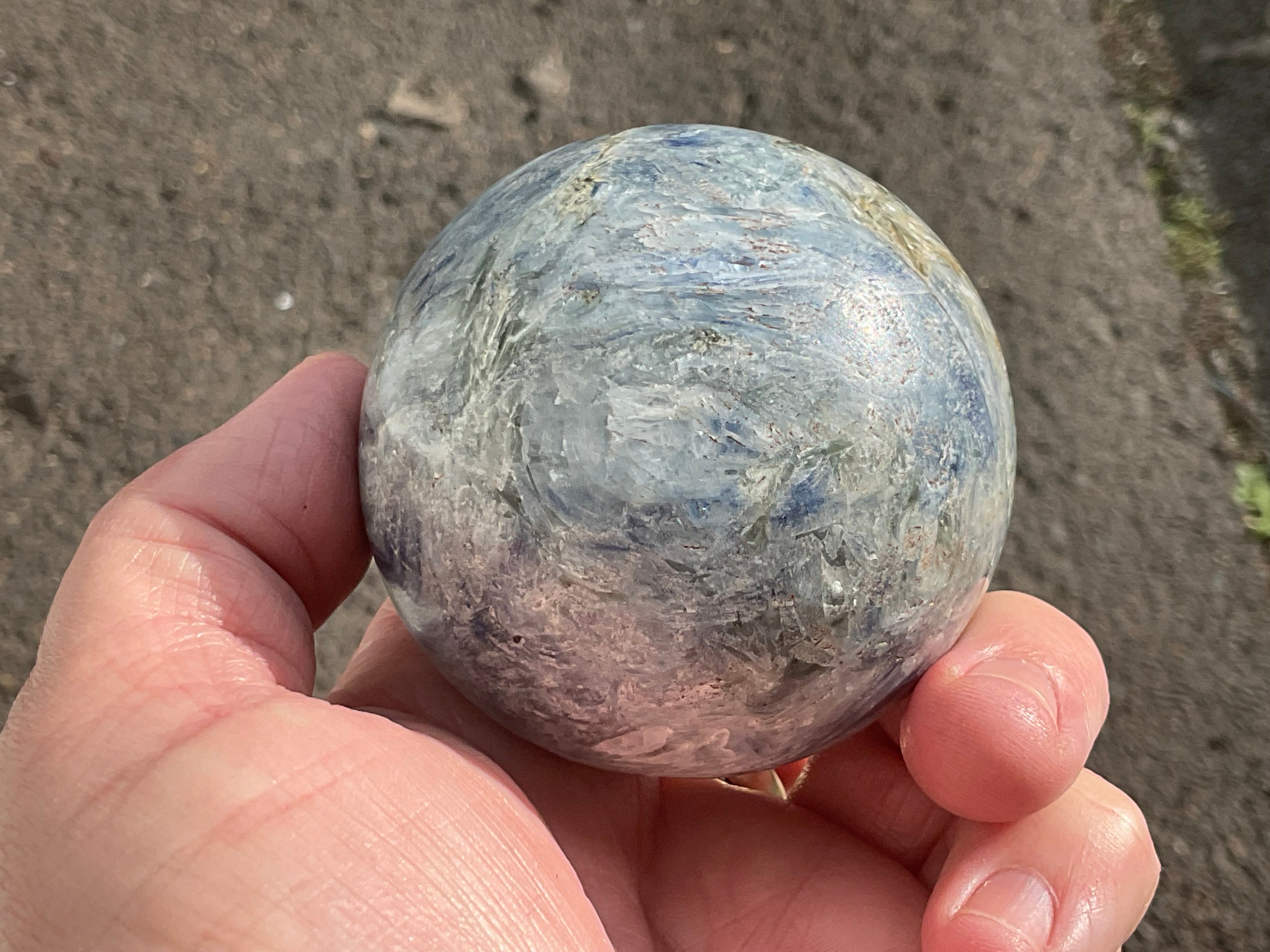455g Blue Kyanite Sphere 1C
