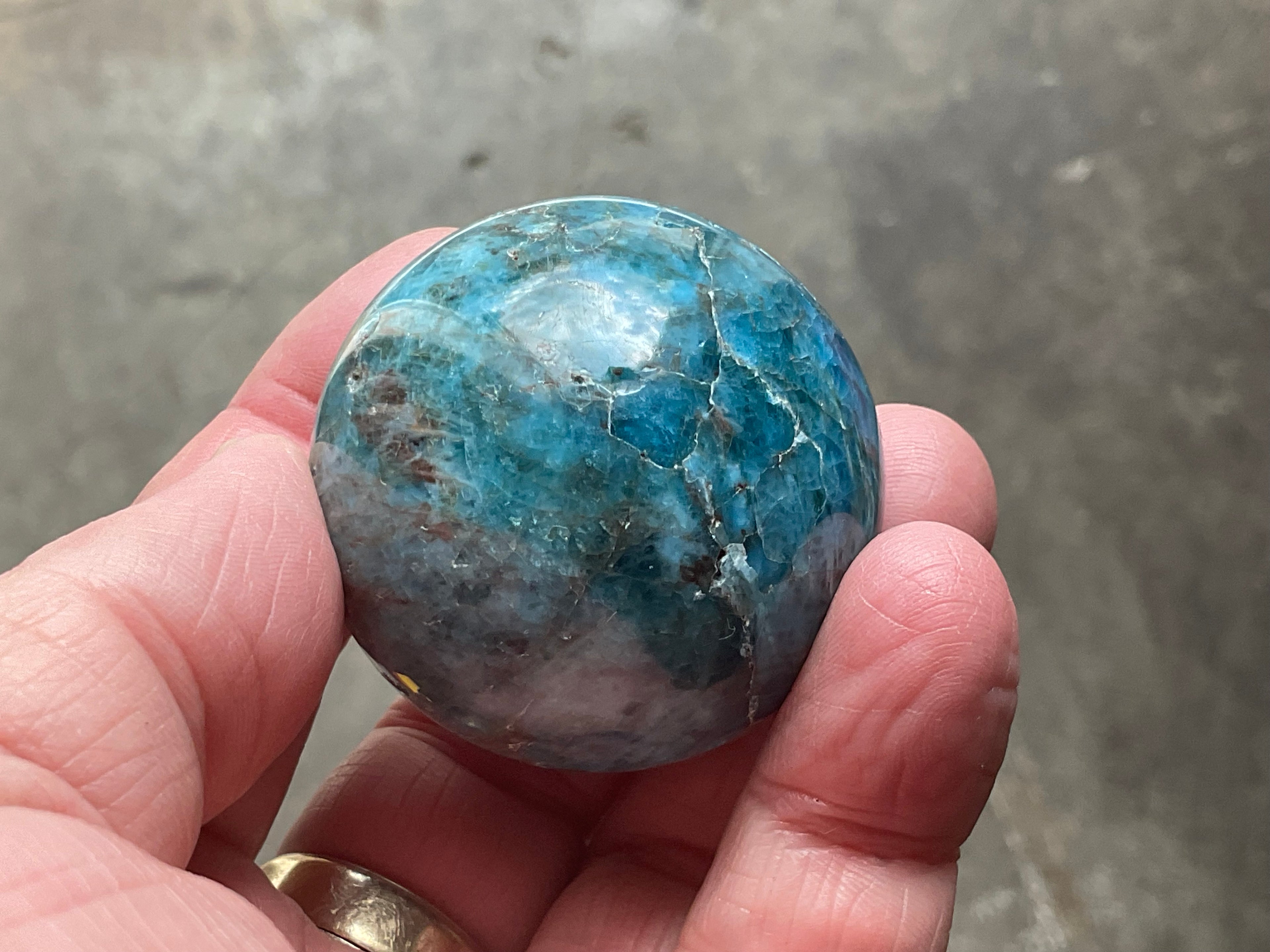 138g Blue Apatite Sphere 2A