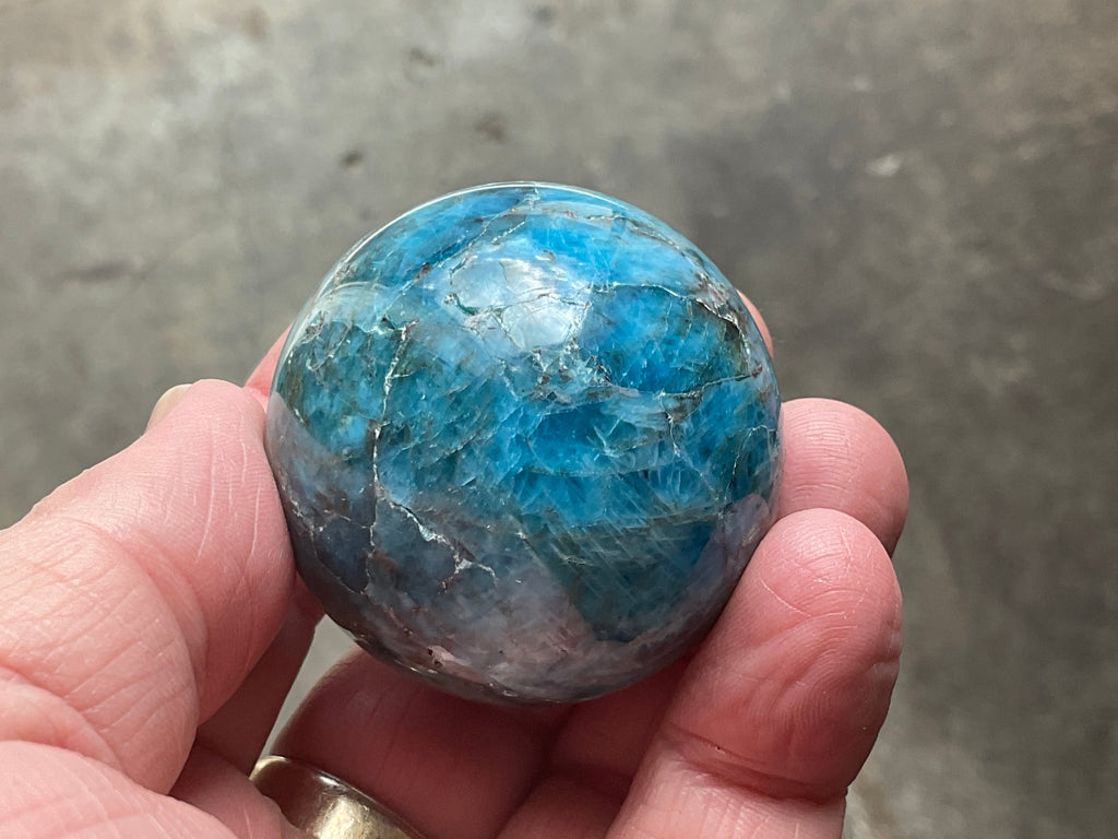 138g Blue Apatite Sphere 2A