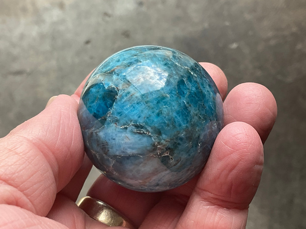 138g Blue Apatite Sphere 2A
