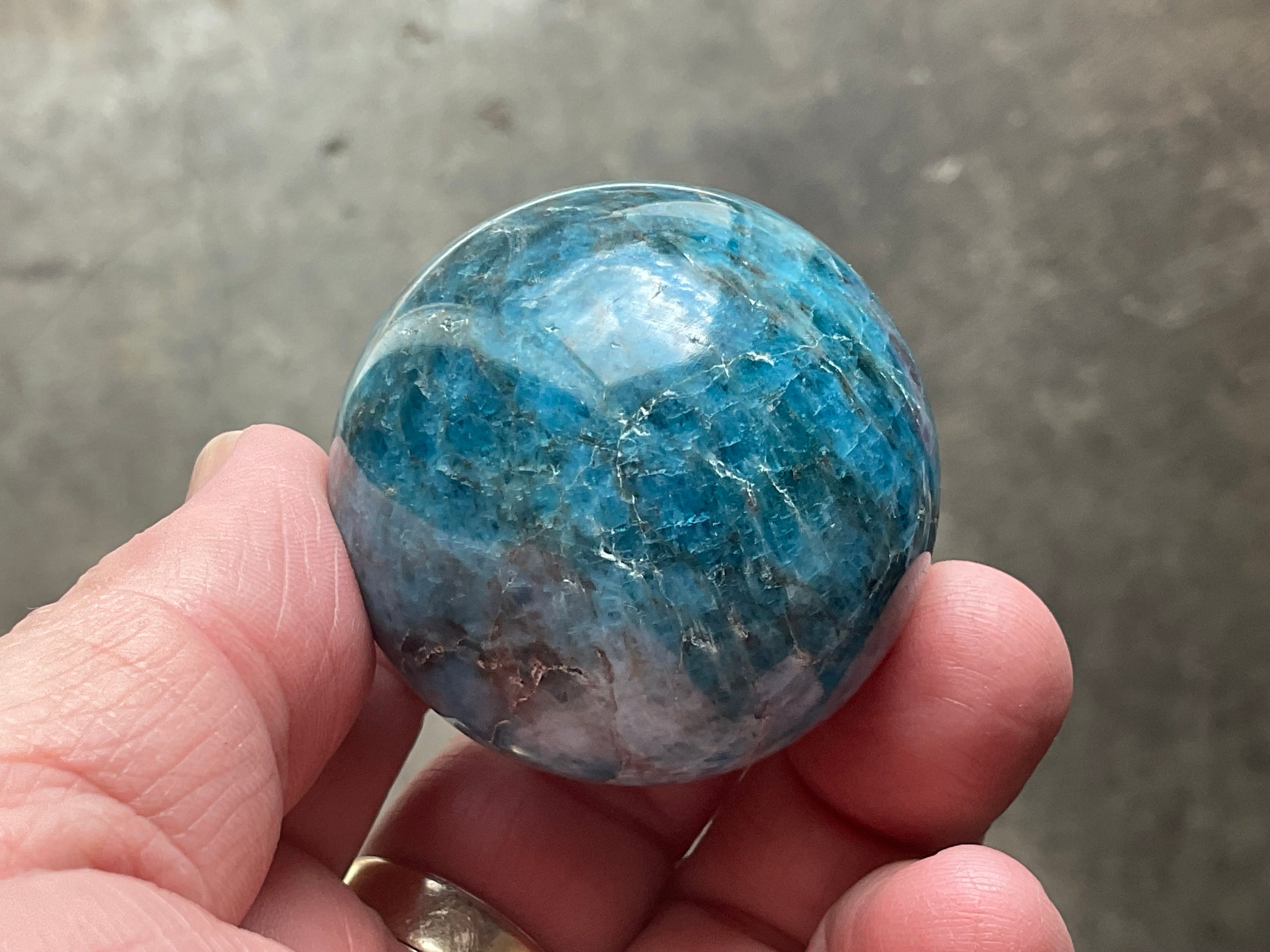 138g Blue Apatite Sphere 2A