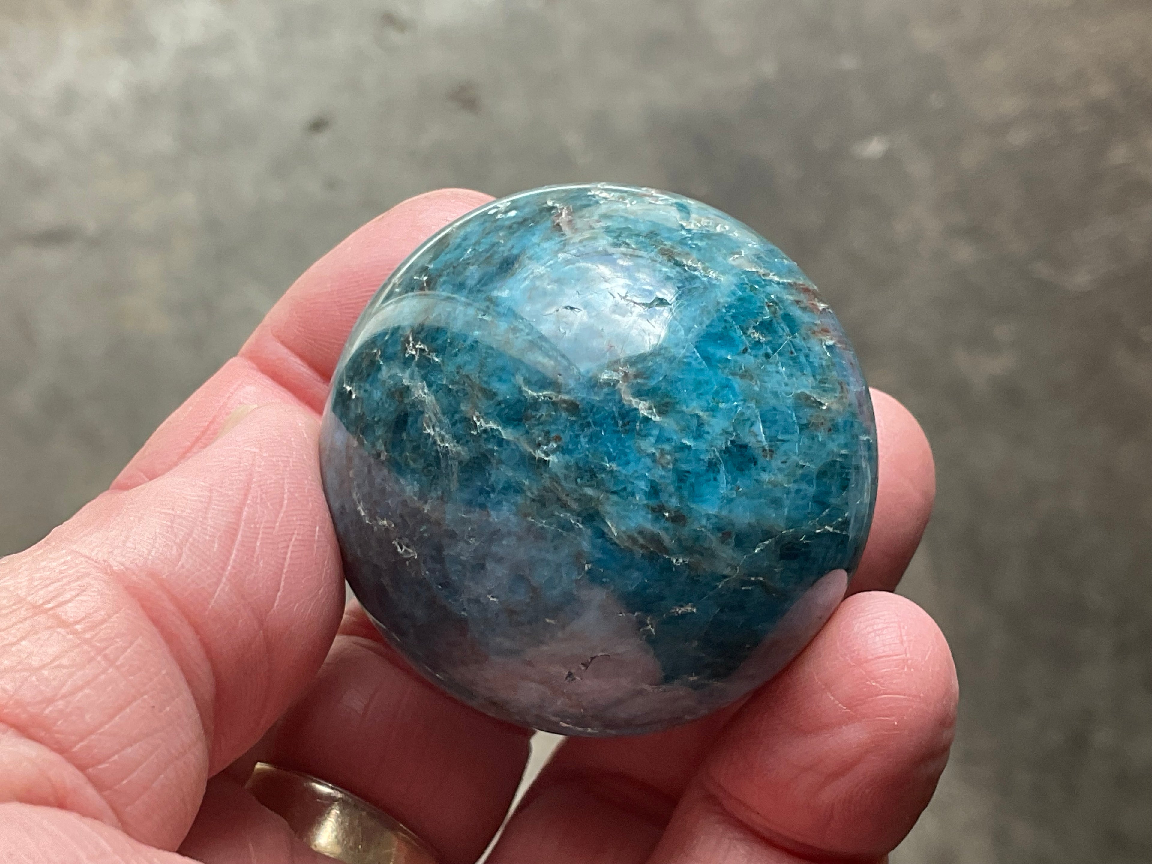 138g Blue Apatite Sphere 2A