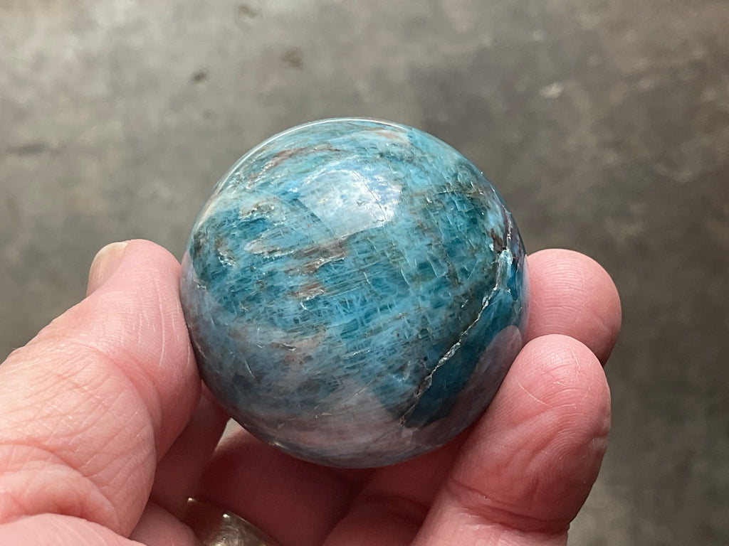 138g Blue Apatite Sphere 2A