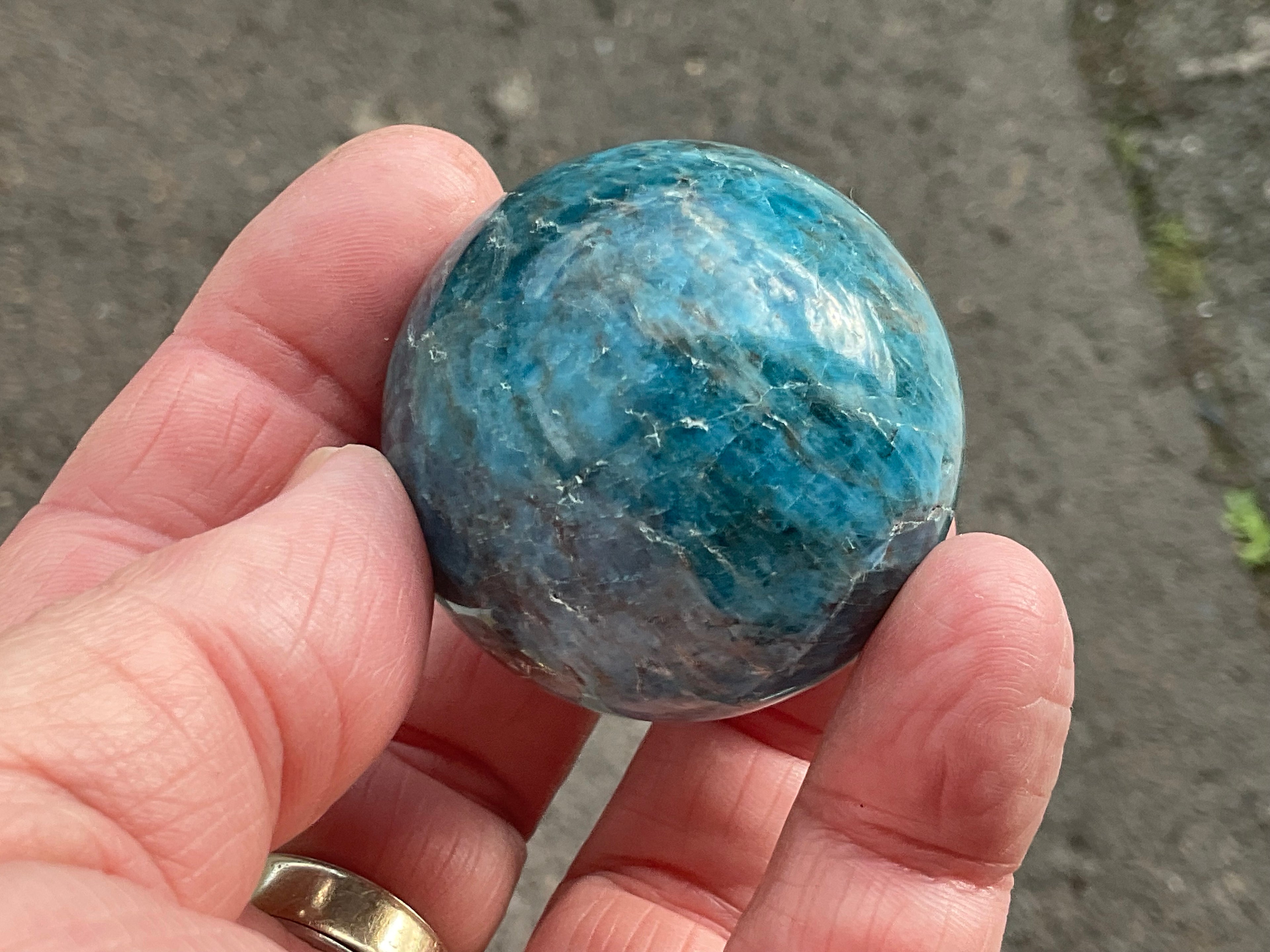 138g Blue Apatite Sphere 2A