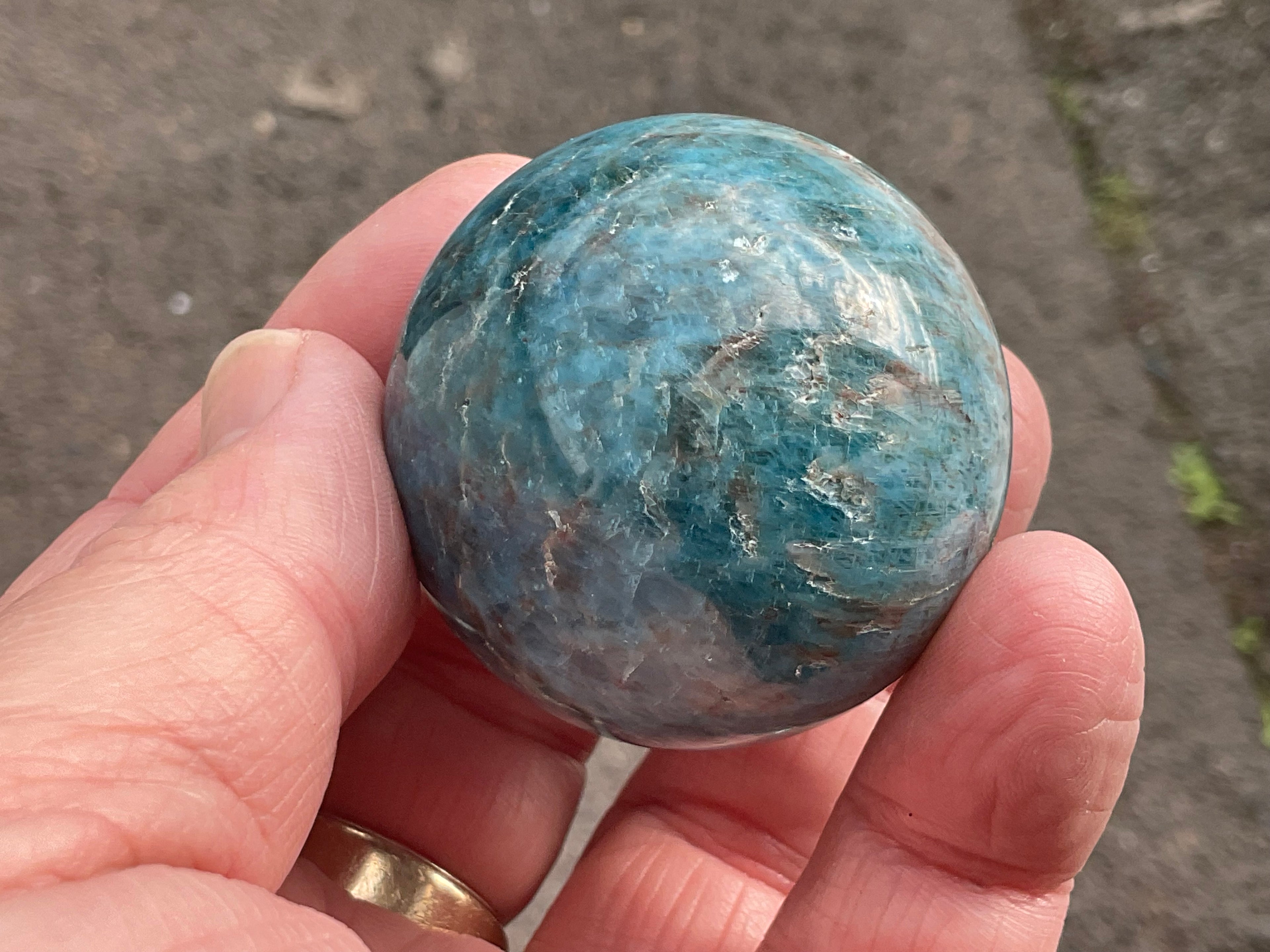 138g Blue Apatite Sphere 2A