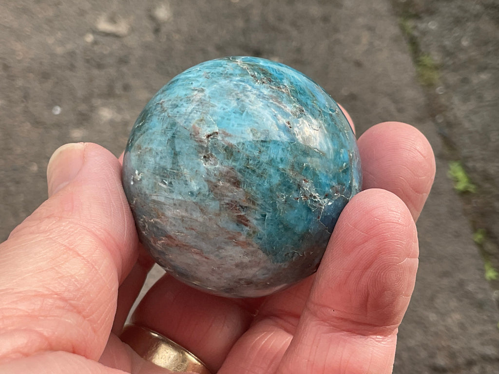 138g Blue Apatite Sphere 2A
