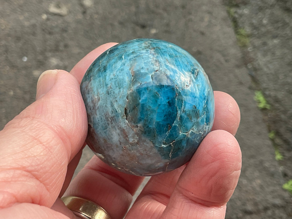 138g Blue Apatite Sphere 2A