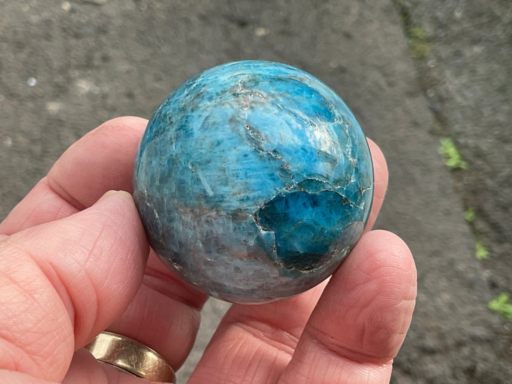 138g Blue Apatite Sphere 2A
