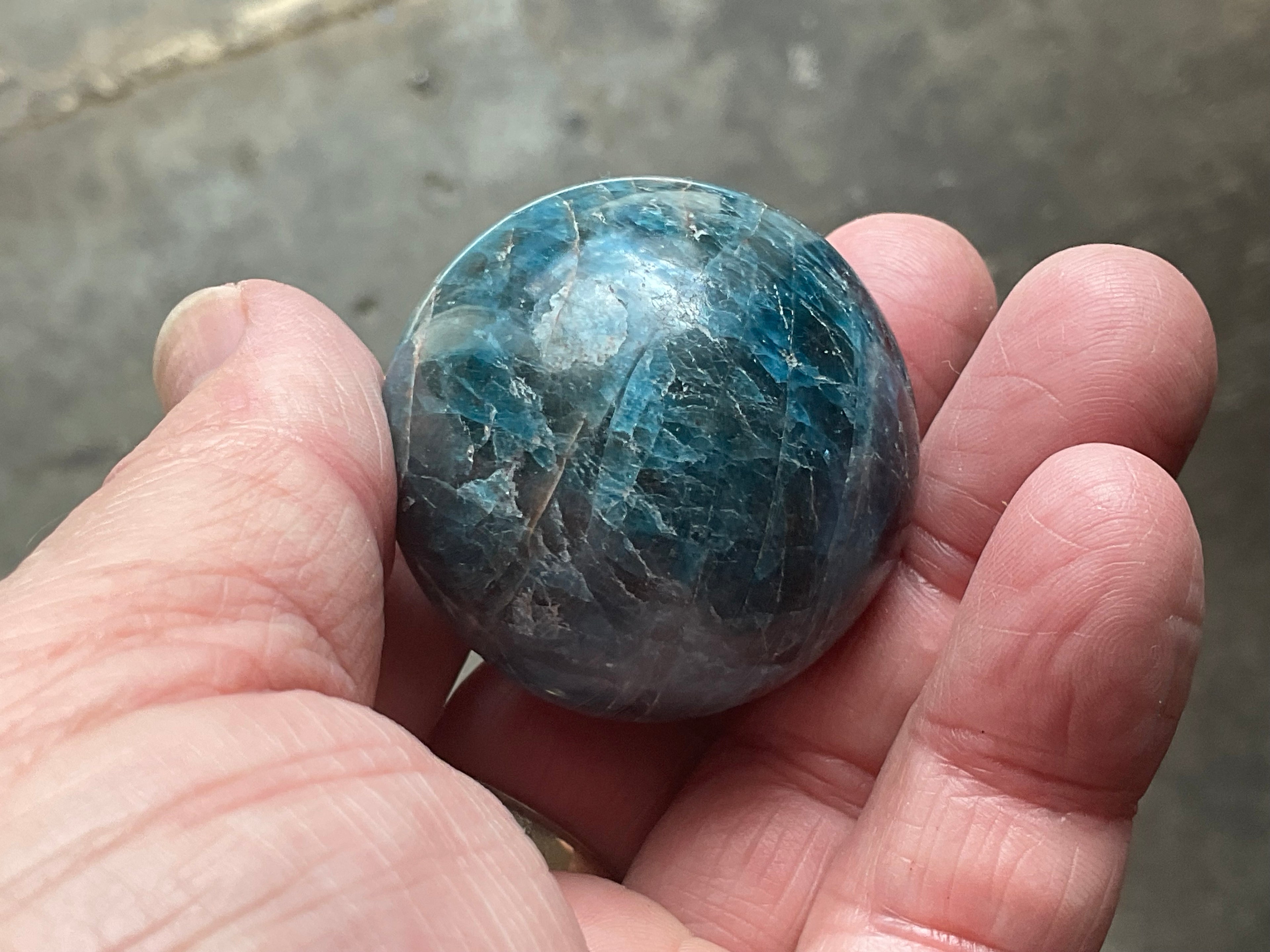 101g Blue Apatite Sphere 7A