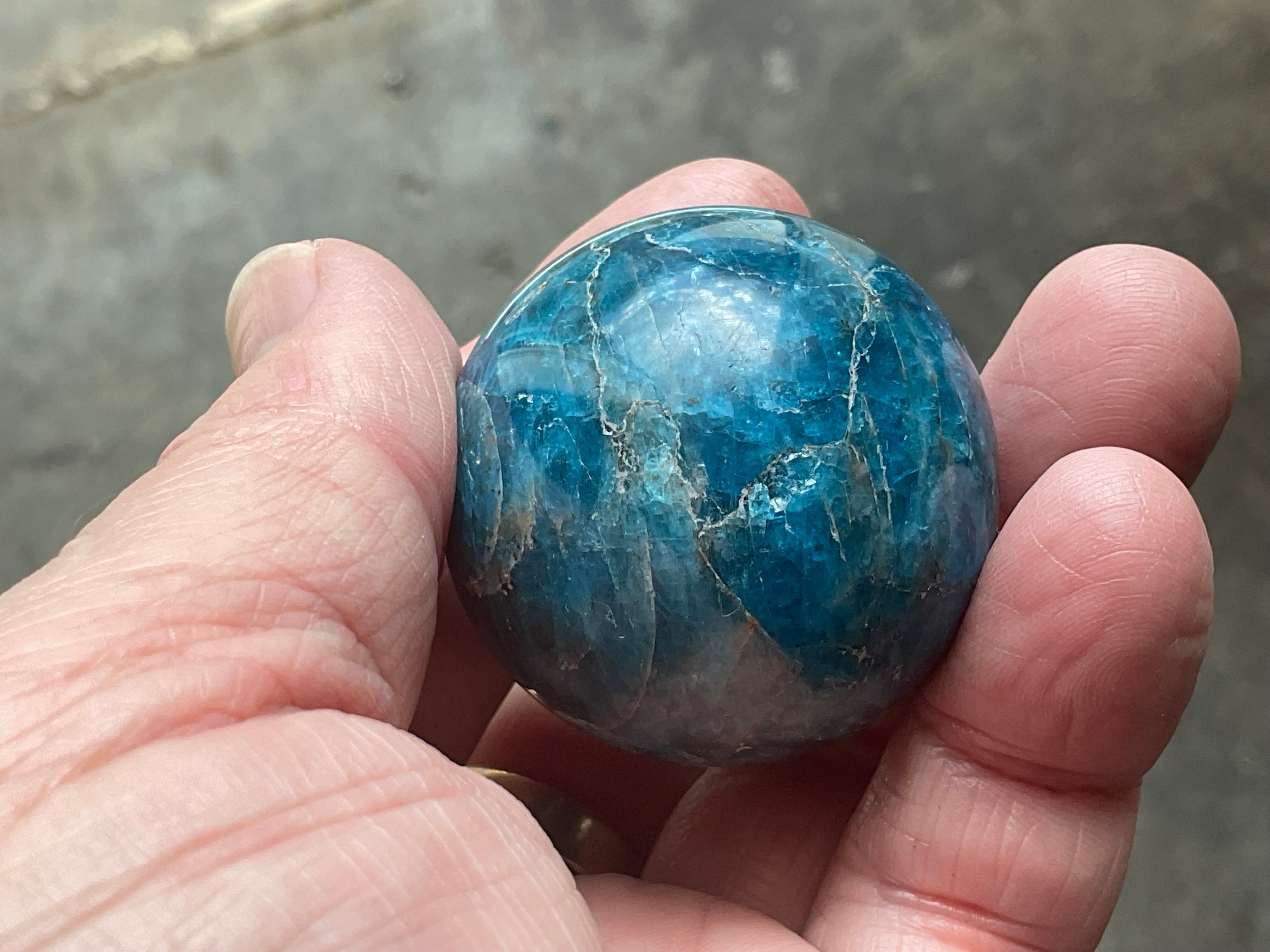 101g Blue Apatite Sphere 7A
