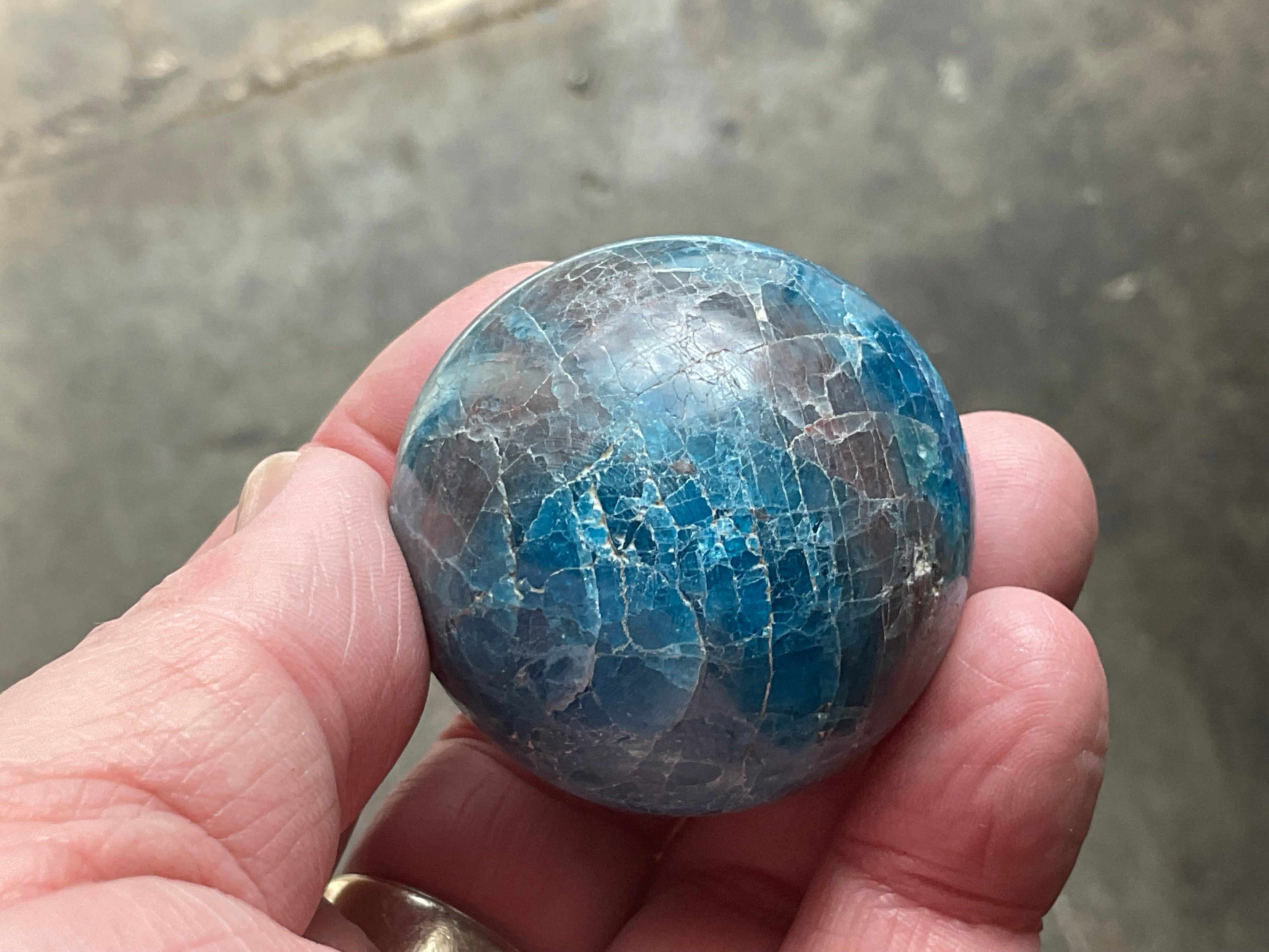 127g Blue Apatite Sphere 1A