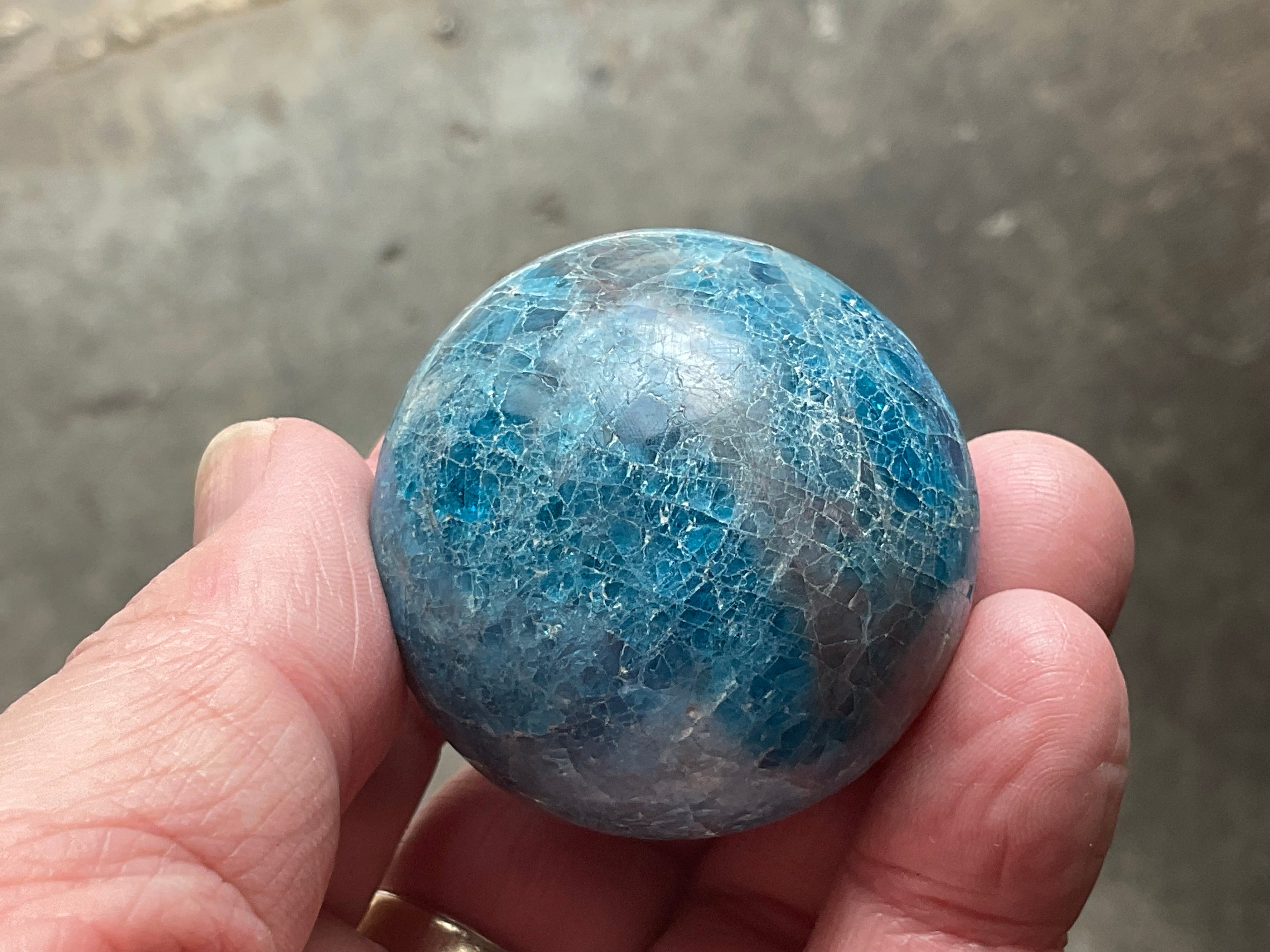 127g Blue Apatite Sphere 1A