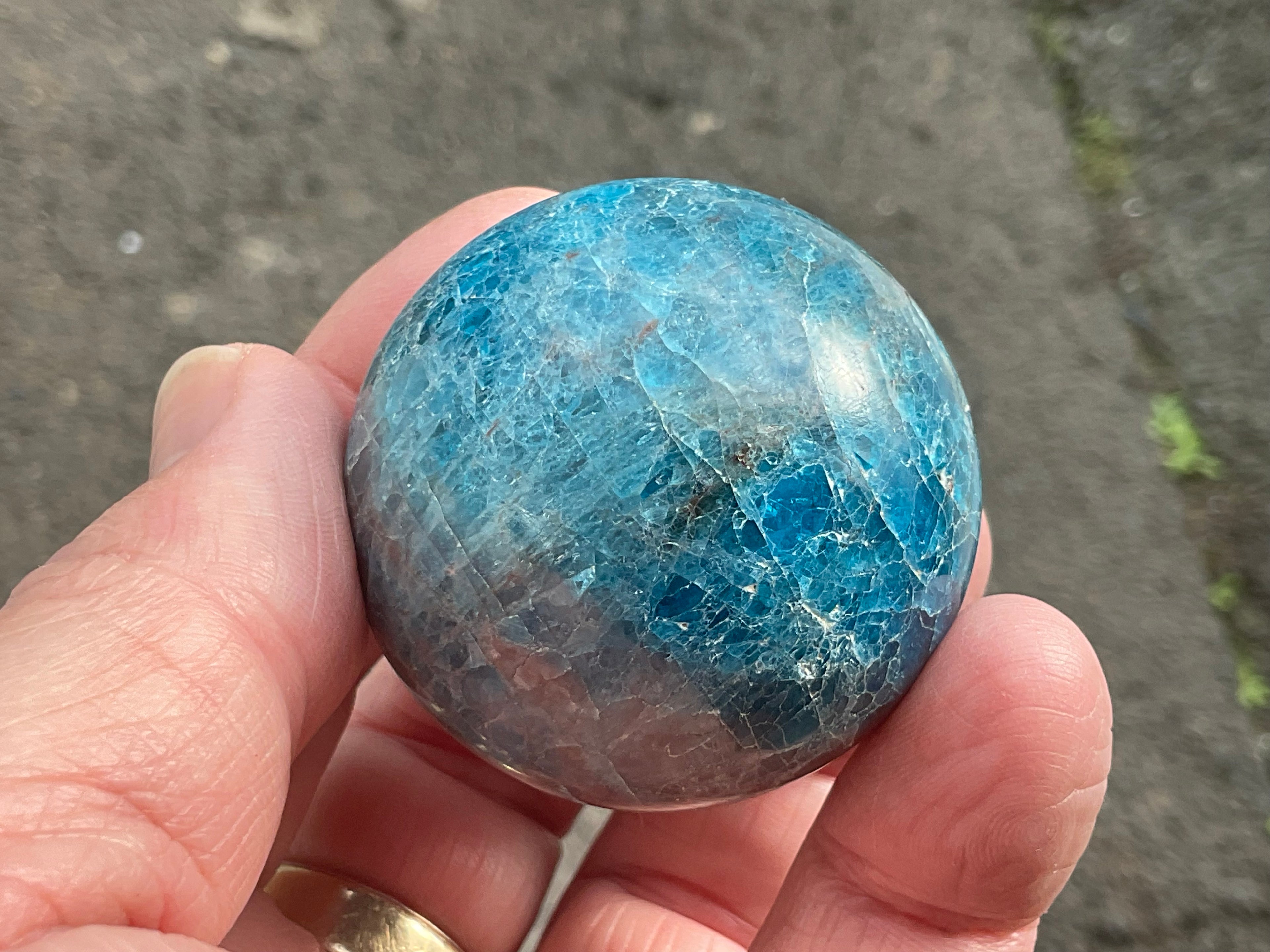 127g Blue Apatite Sphere 1A