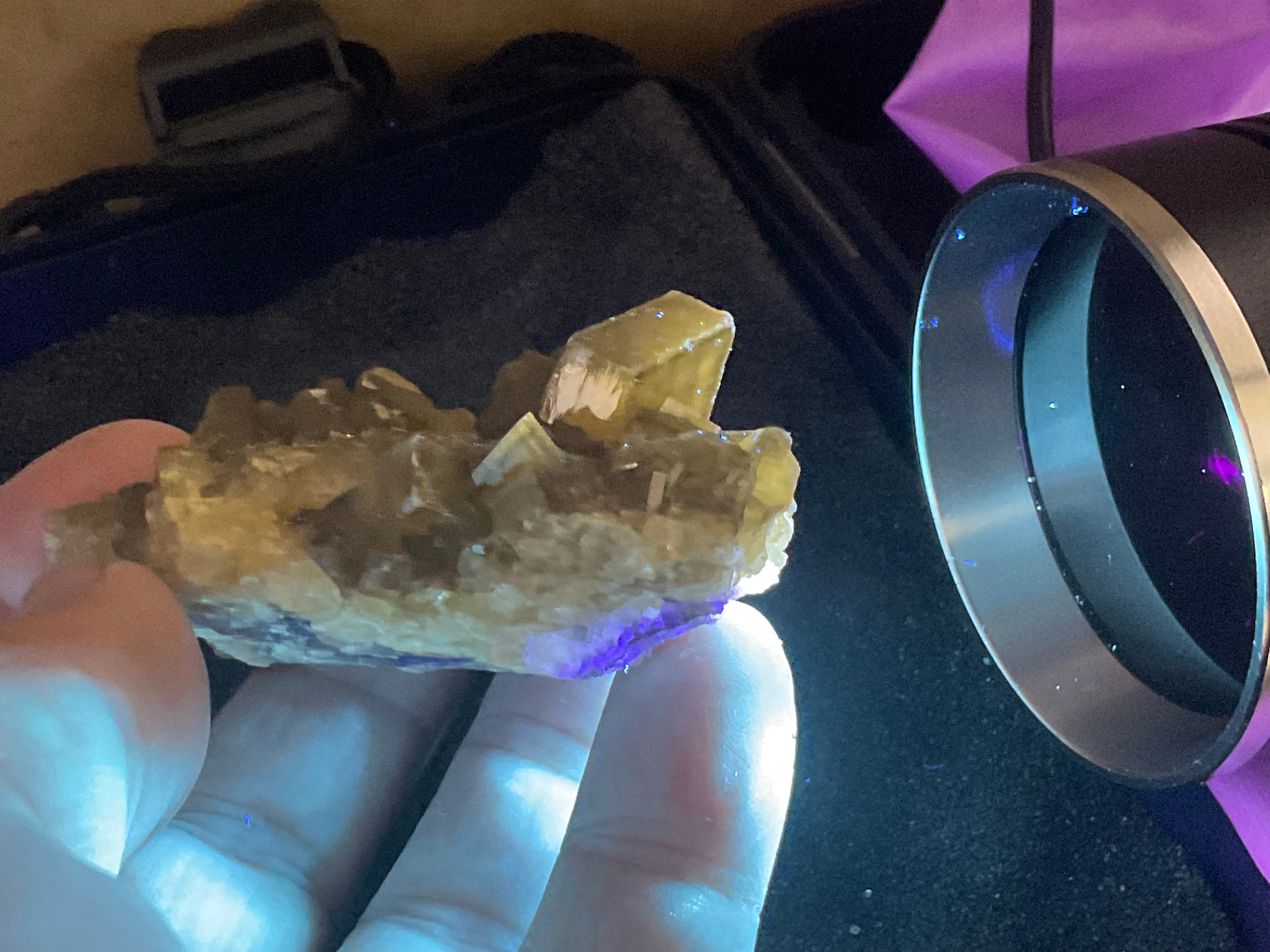 132g Tabular Golden Baryte on Botryoidal Fluorite Specimen 1C from Jiangxi