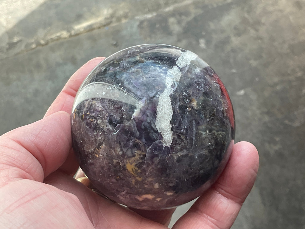 540g (Repaired) Brecciated Fluorite Sphere 3C