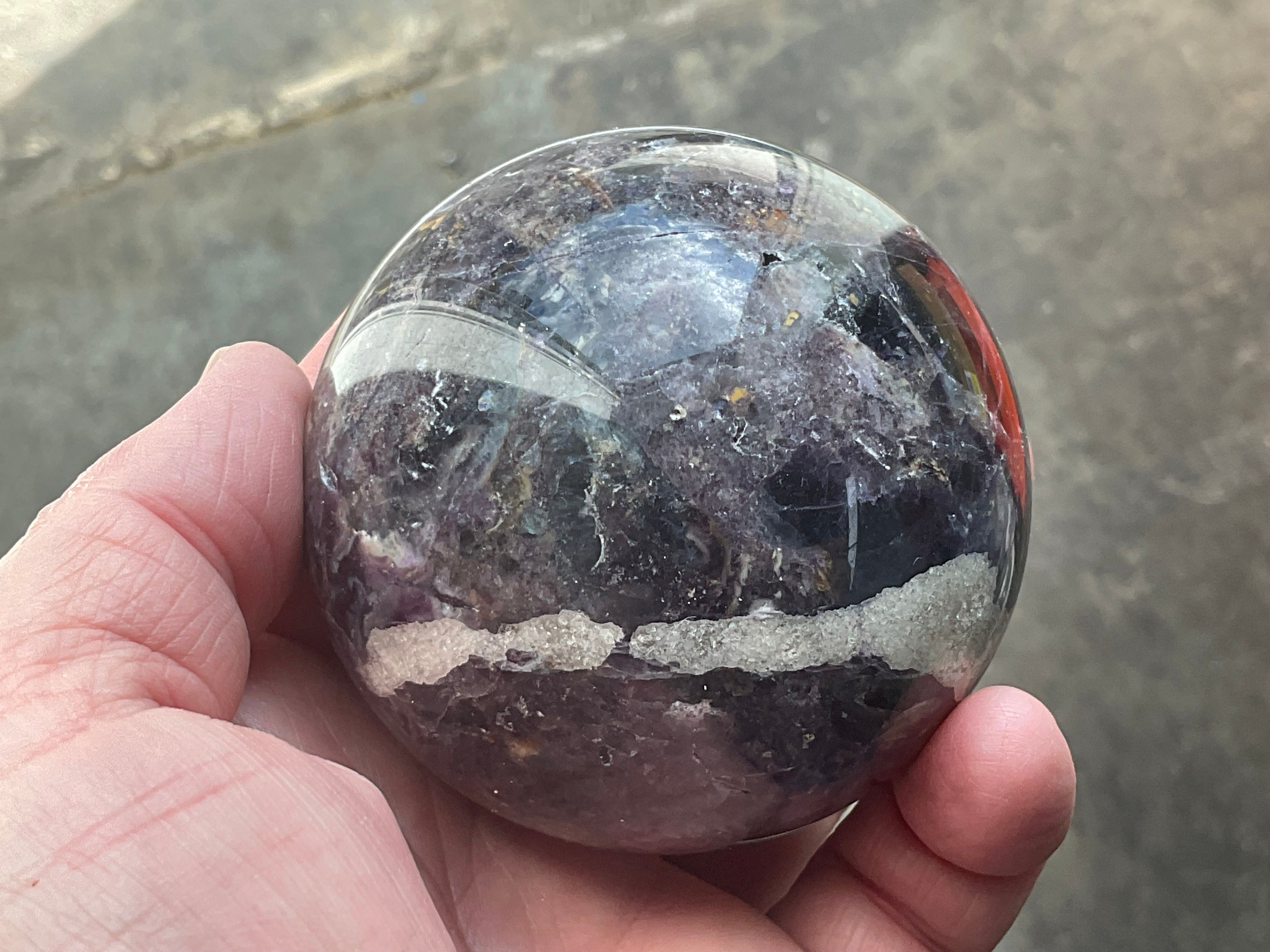 540g (Repaired) Brecciated Fluorite Sphere 3C