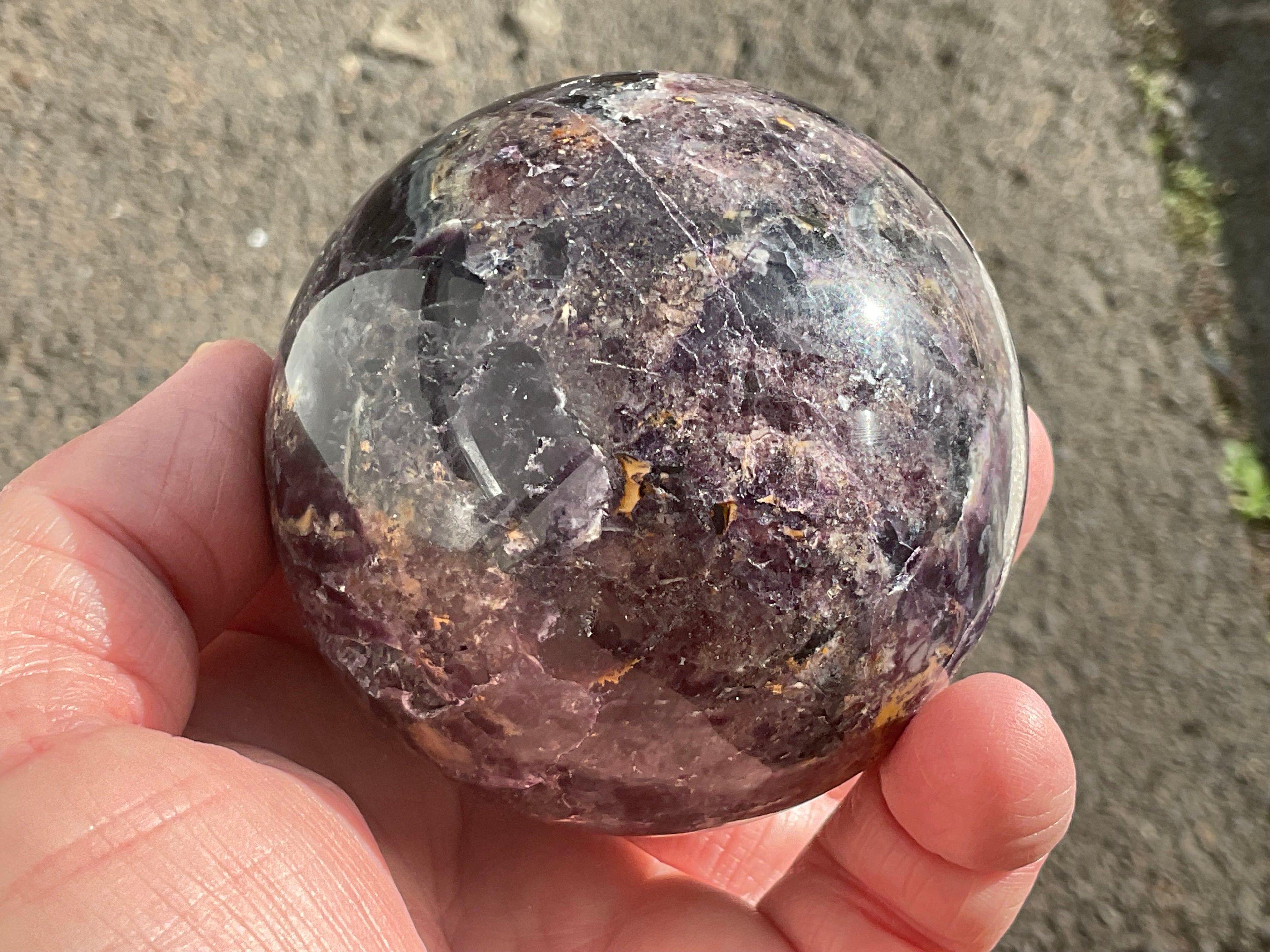 540g (Repaired) Brecciated Fluorite Sphere 3C