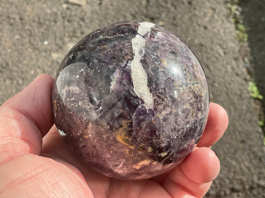 540g (Repaired) Brecciated Fluorite Sphere 3C