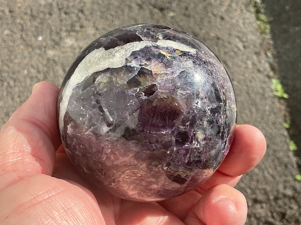540g (Repaired) Brecciated Fluorite Sphere 3C