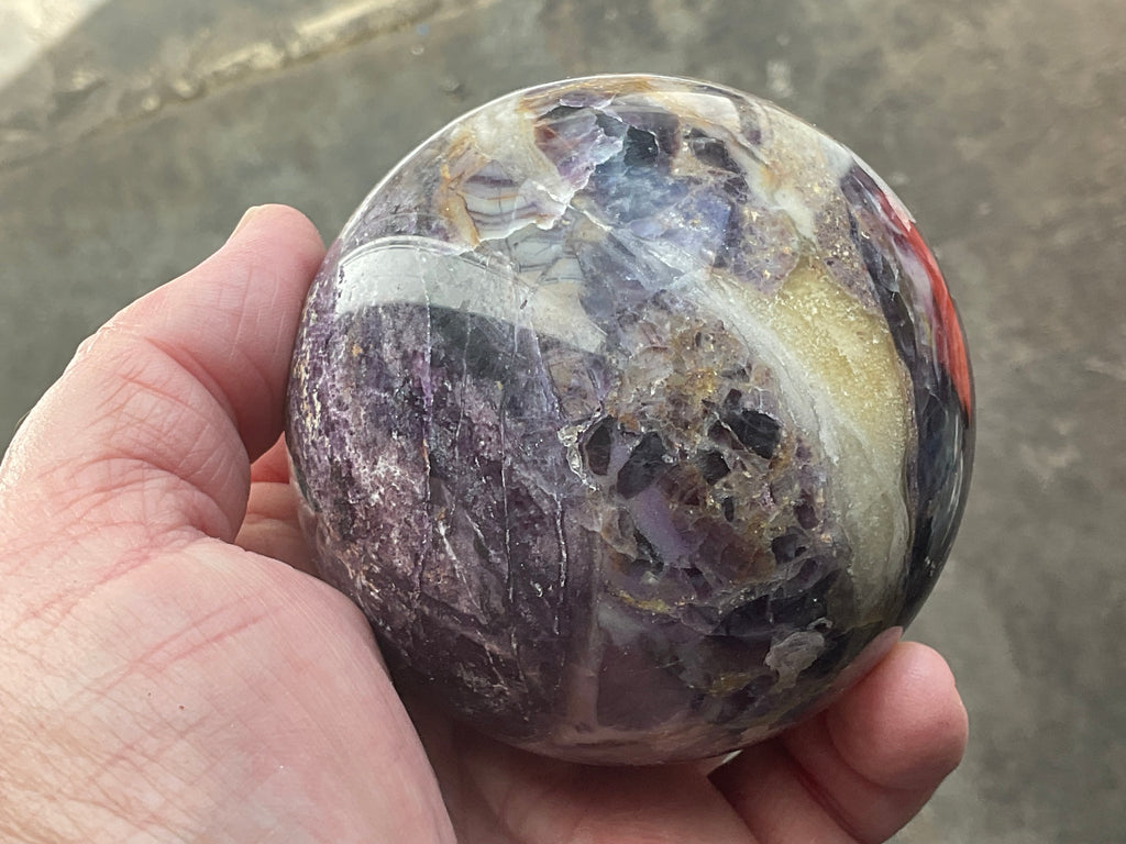 700g (Repaired) Brecciated Fluorite Sphere 4A