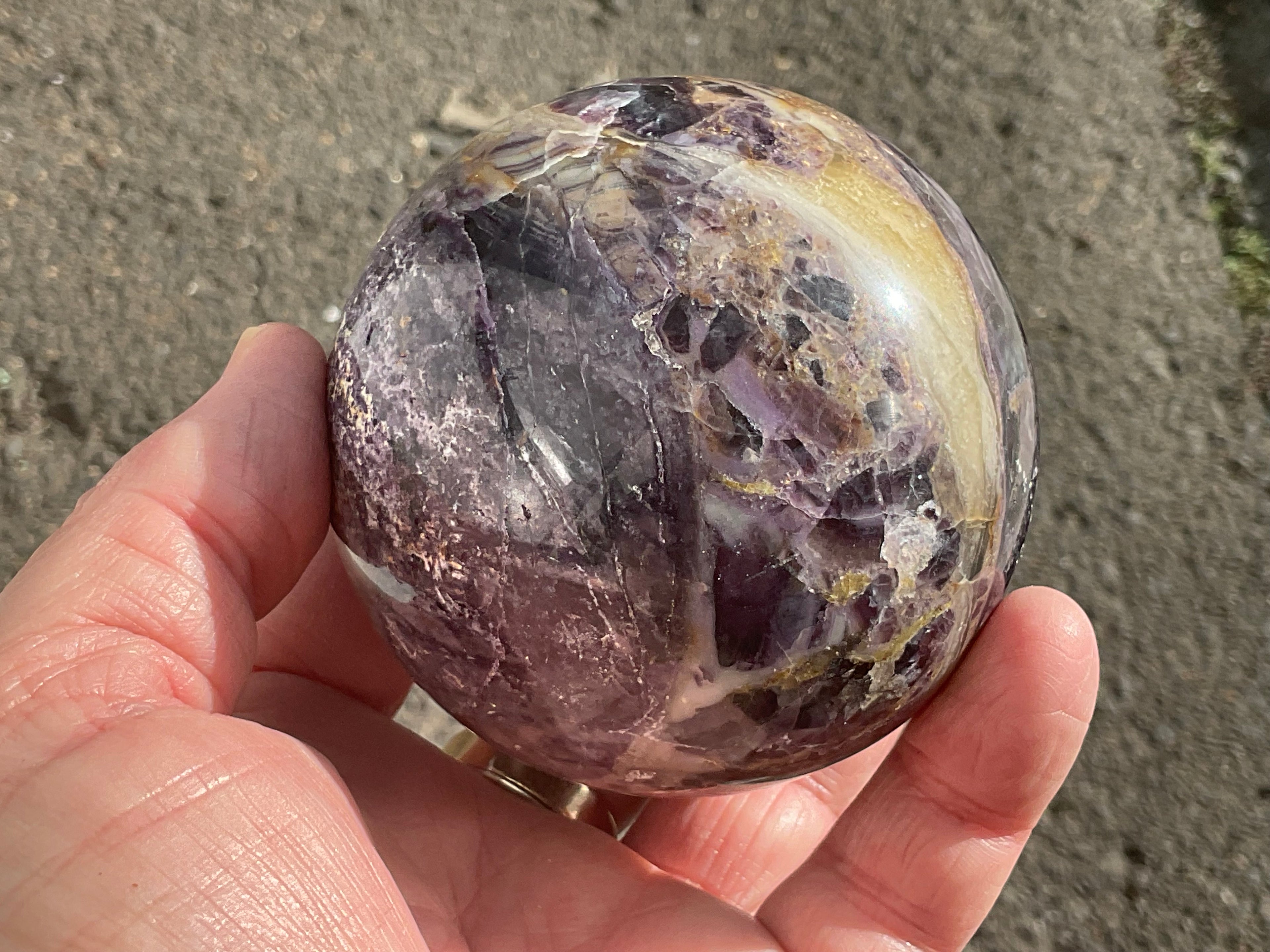 700g (Repaired) Brecciated Fluorite Sphere 4A