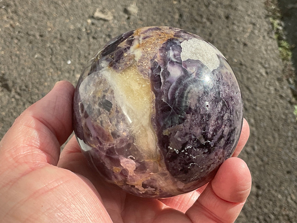 700g (Repaired) Brecciated Fluorite Sphere 4A