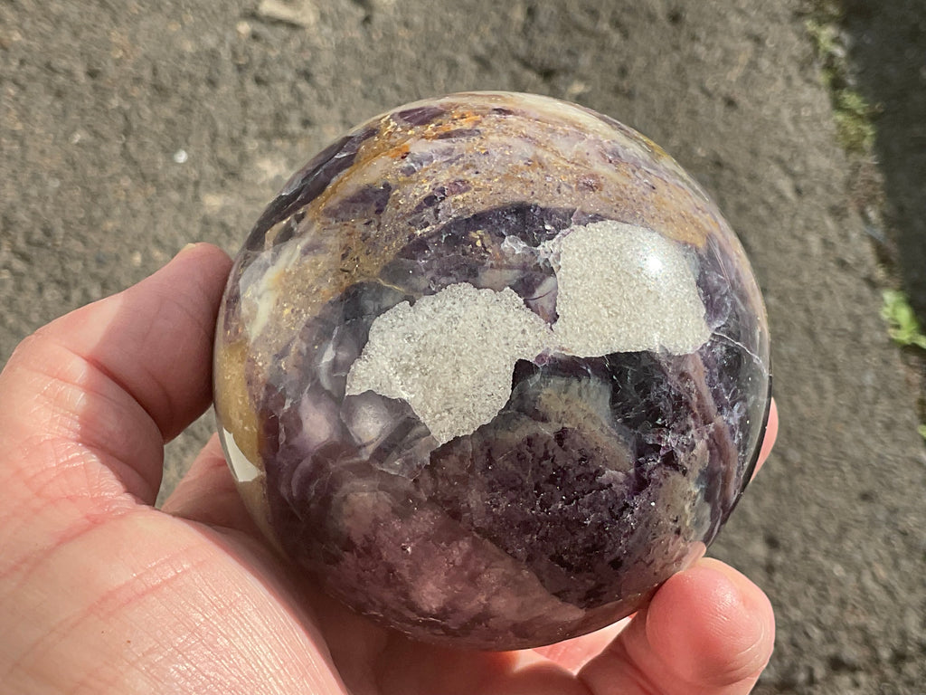 700g (Repaired) Brecciated Fluorite Sphere 4A