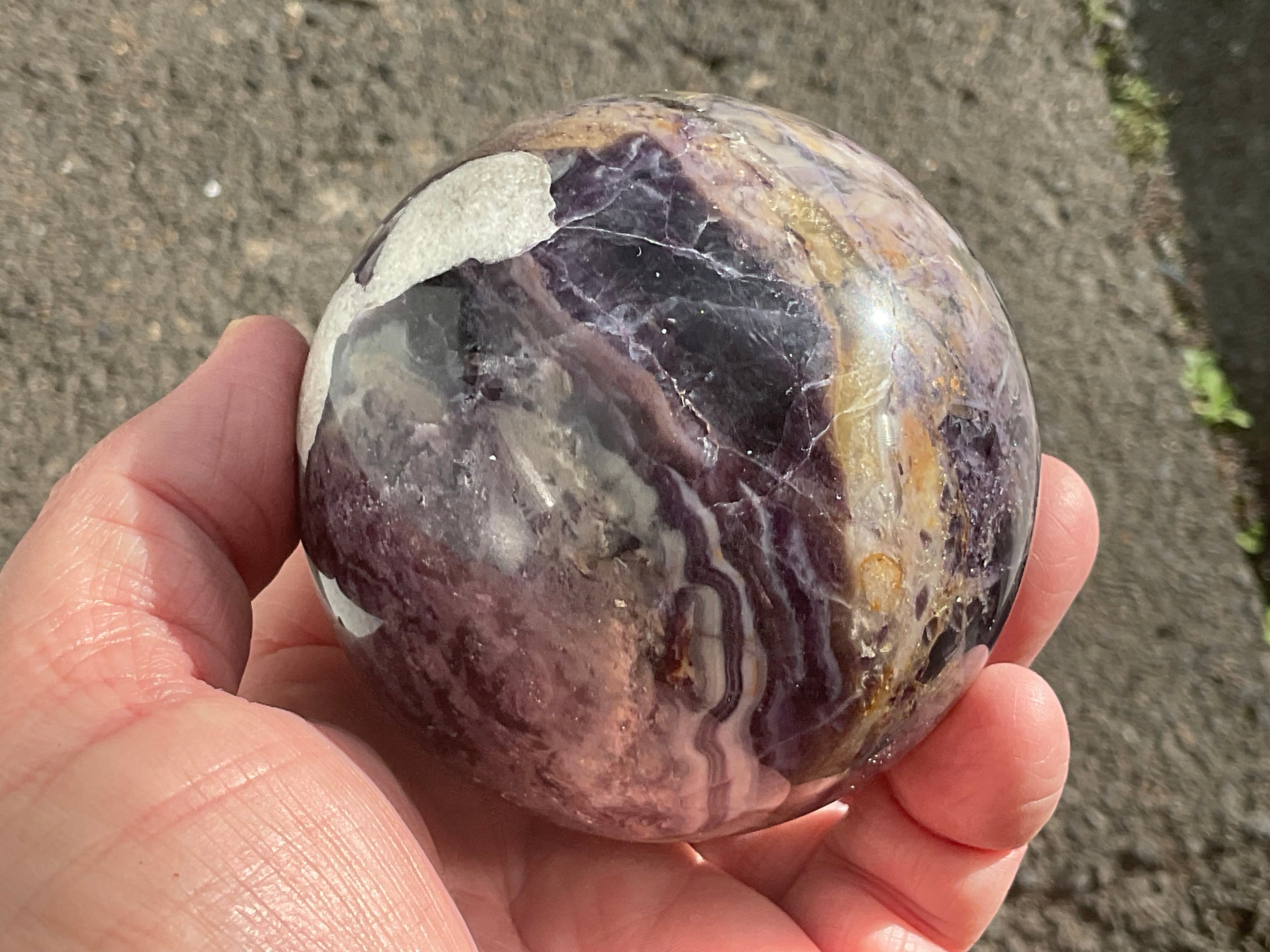 700g (Repaired) Brecciated Fluorite Sphere 4A