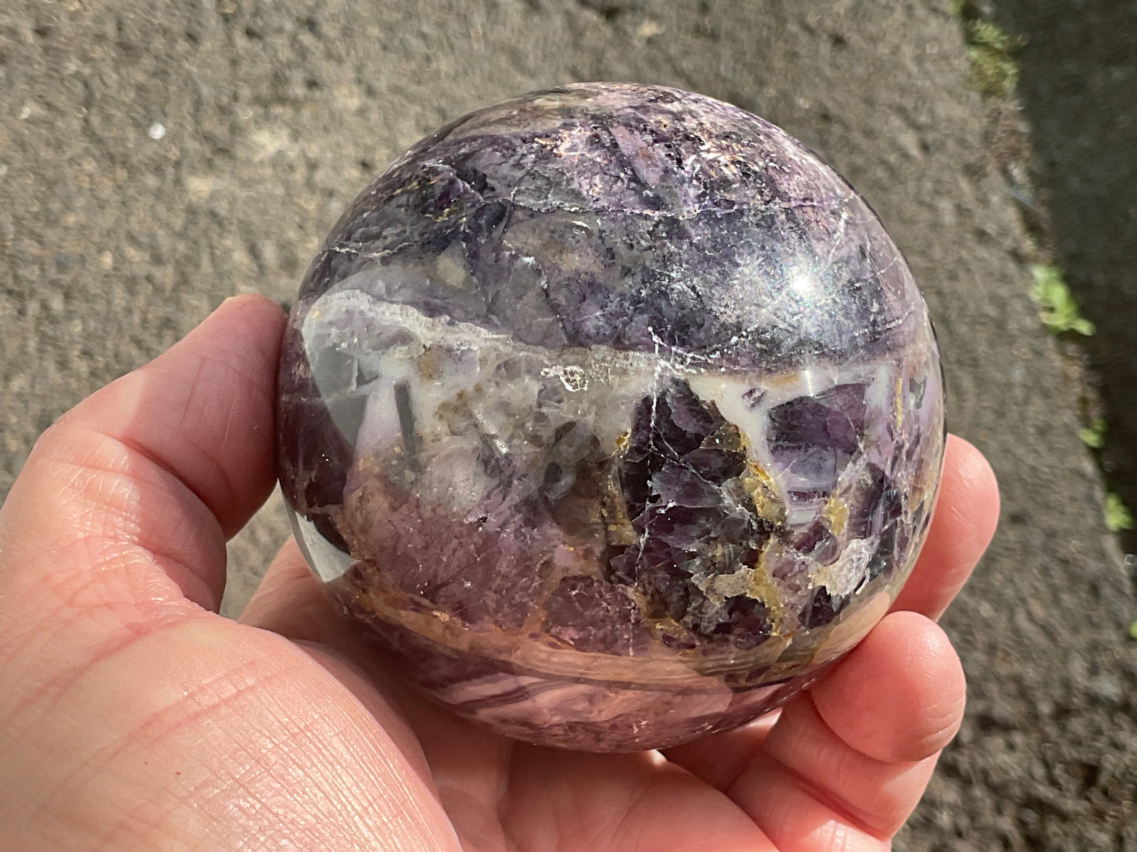 700g (Repaired) Brecciated Fluorite Sphere 4A