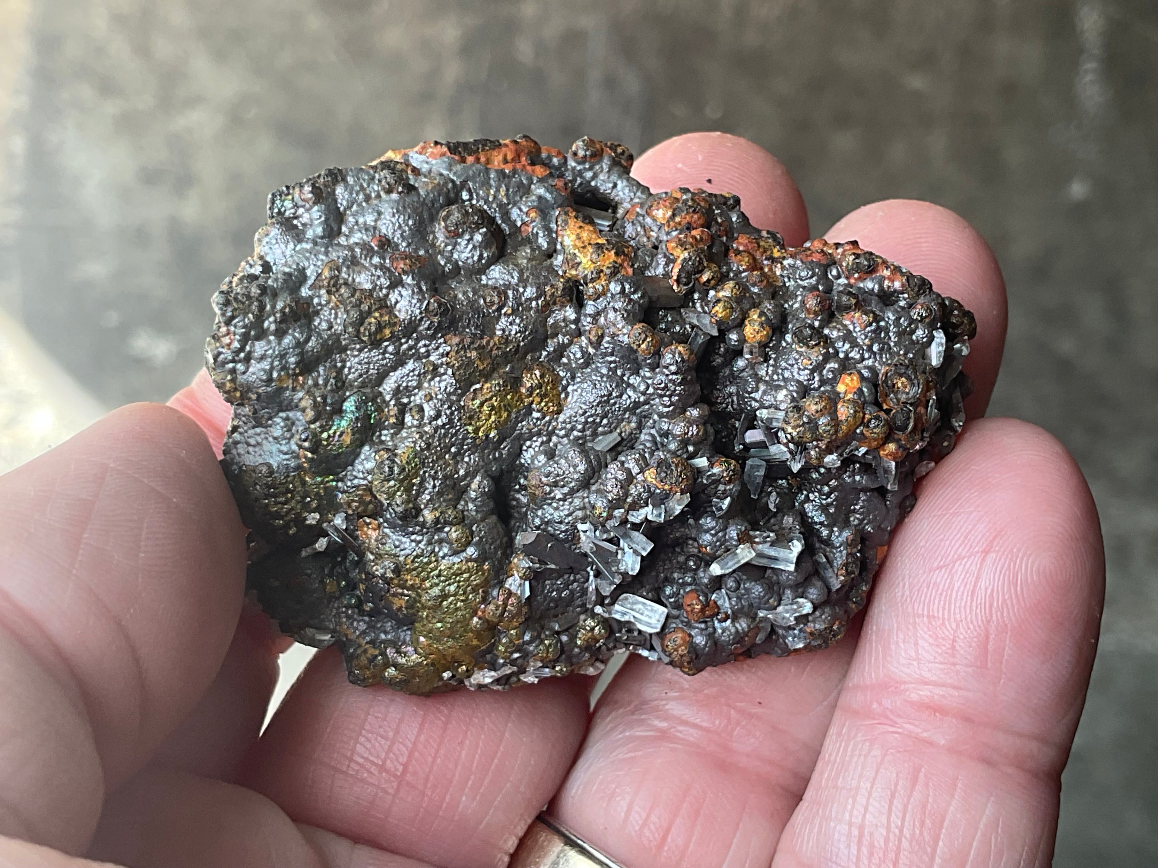40g Iridescent Goethite/Limonite with Selenite Crystals Specimen 5A