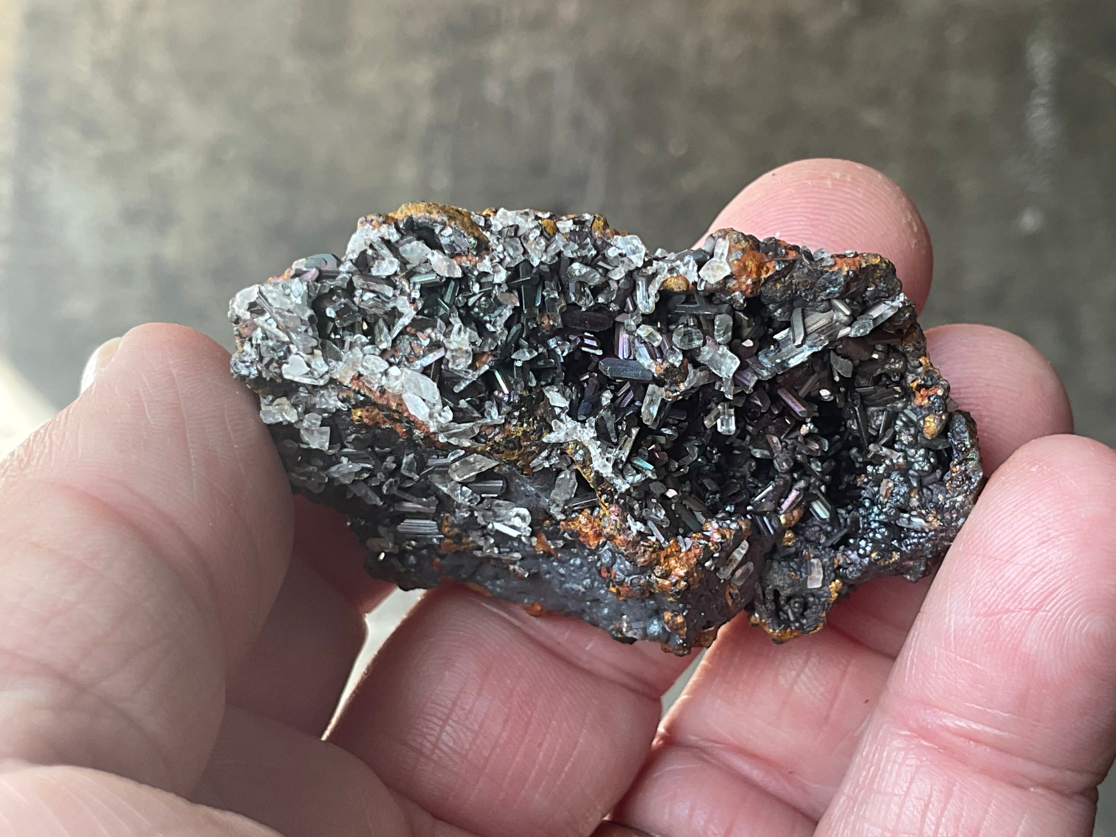 40g Iridescent Goethite/Limonite with Selenite Crystals Specimen 5A