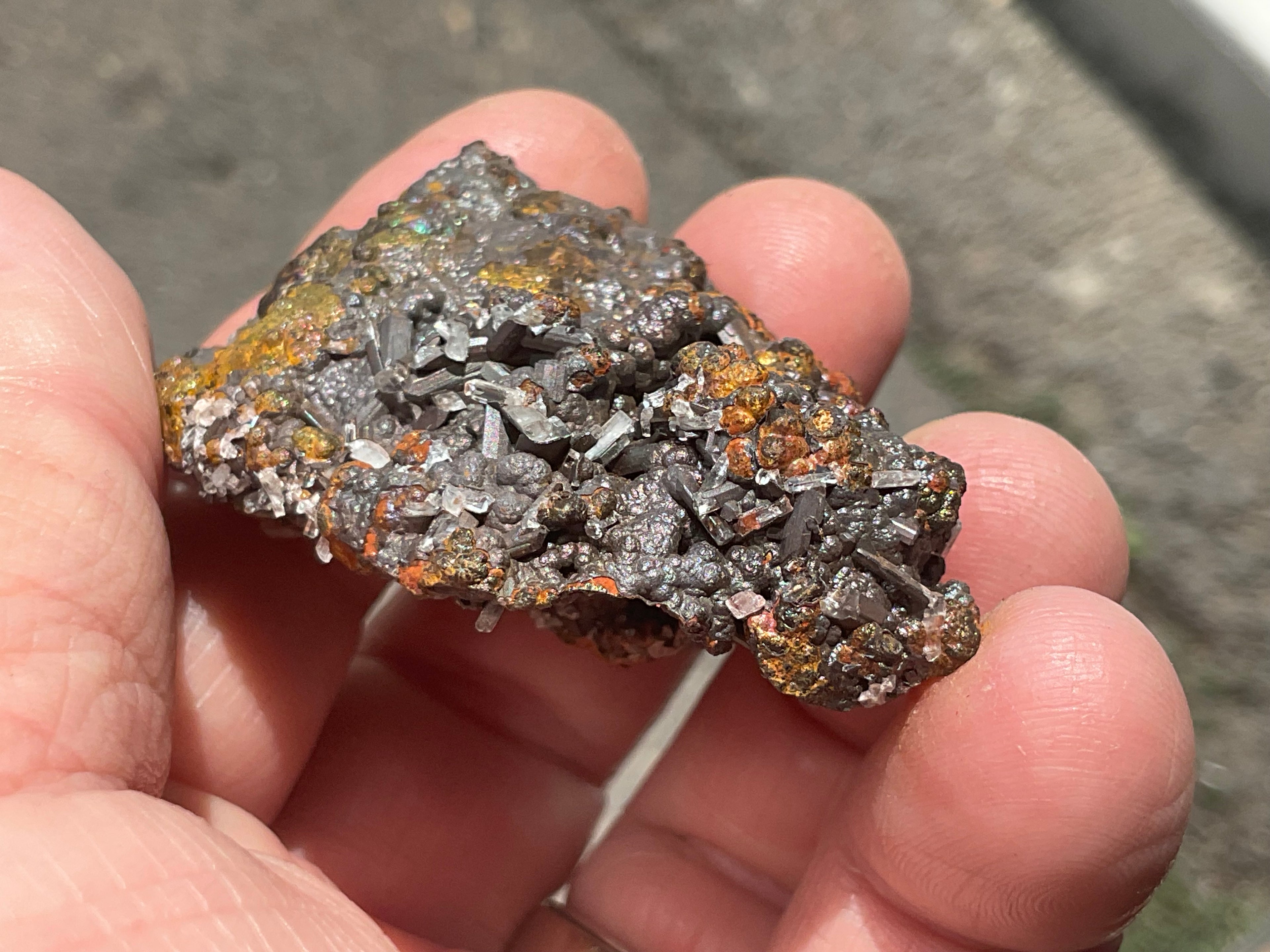 40g Iridescent Goethite/Limonite with Selenite Crystals Specimen 5A