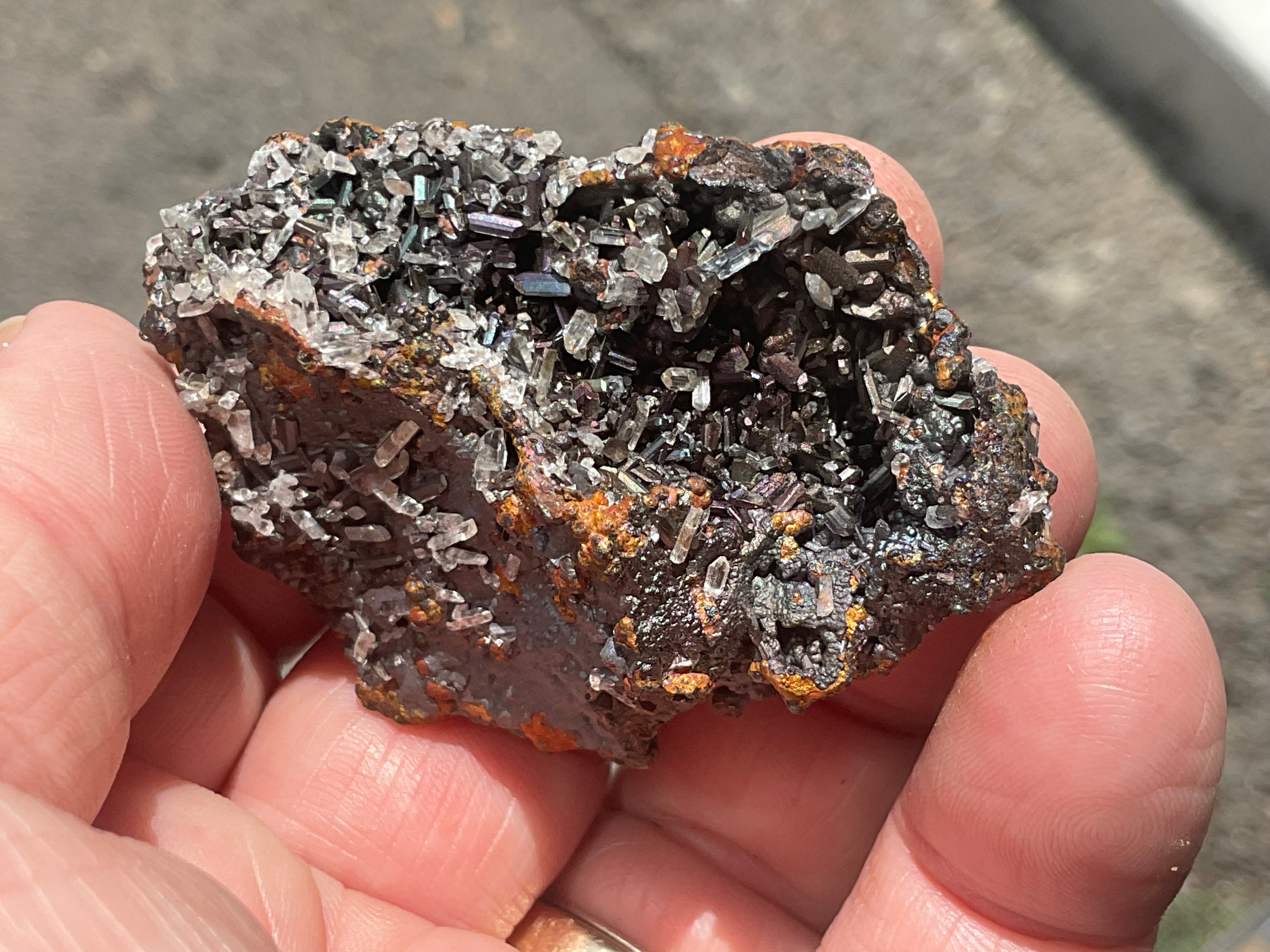 40g Iridescent Goethite/Limonite with Selenite Crystals Specimen 5A