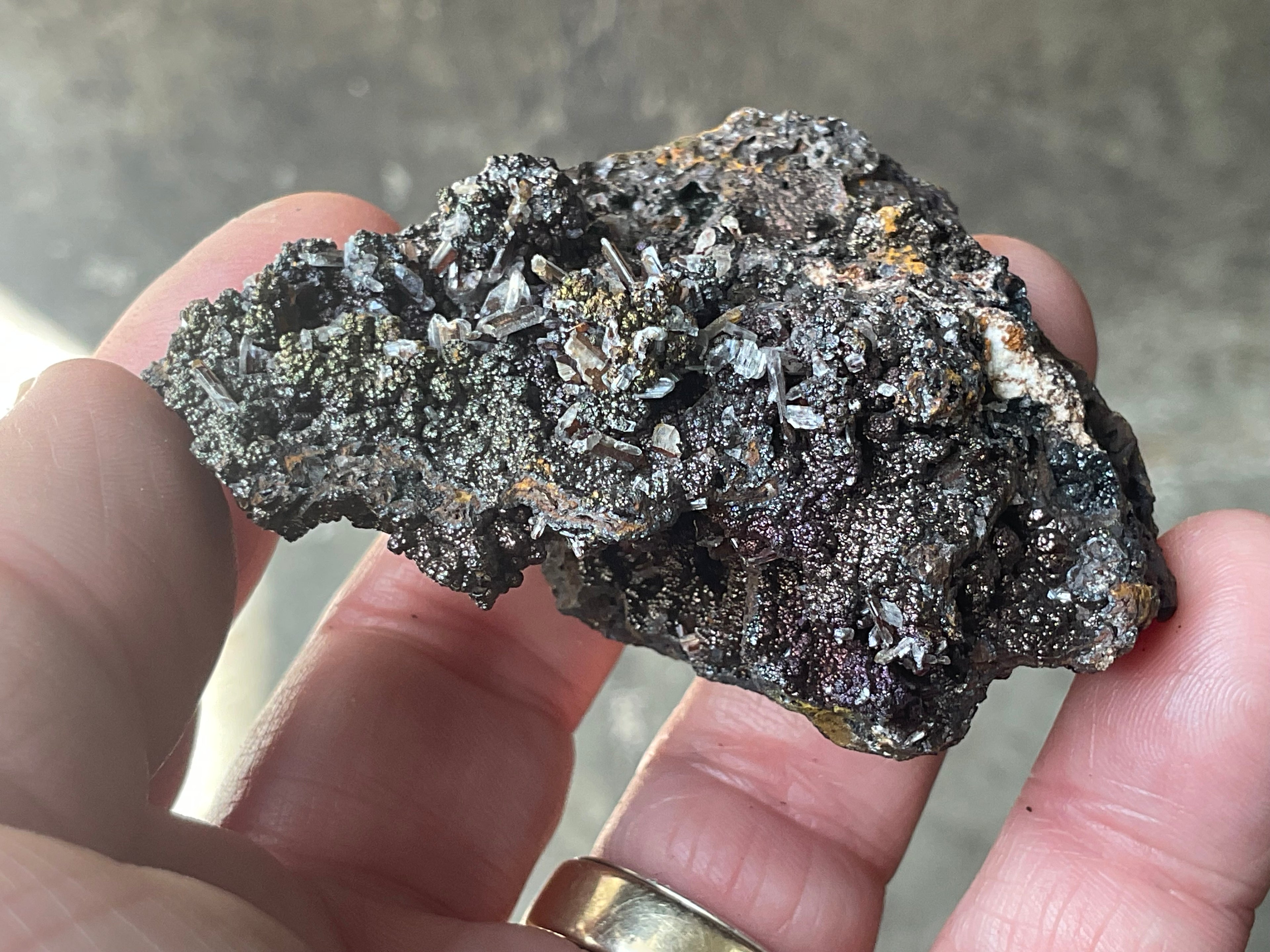 70g Iridescent Goethite/Limonite with Selenite Crystals Specimen 6A