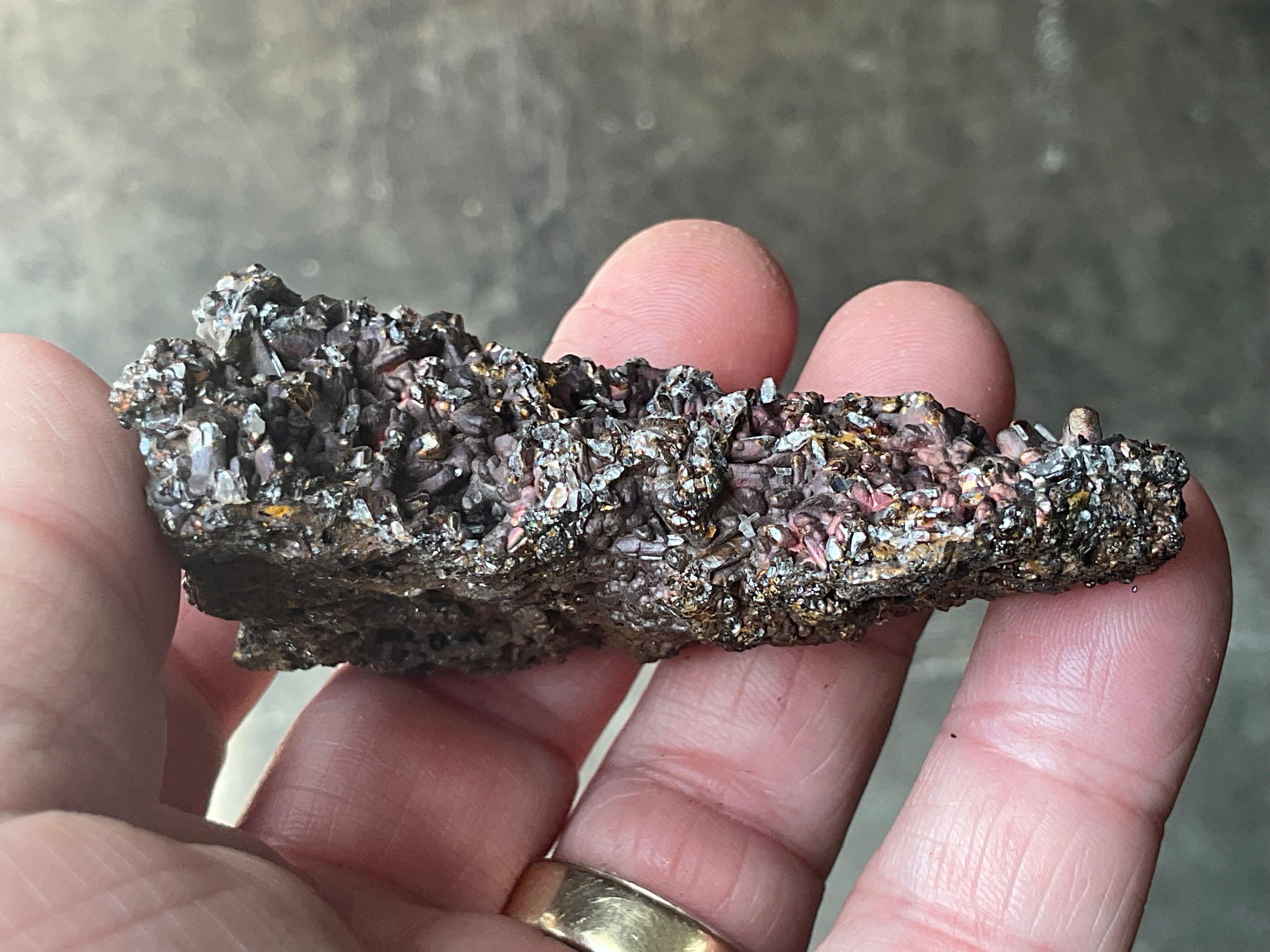 88g Iridescent Goethite/Limonite with Selenite Crystals Specimen 6B